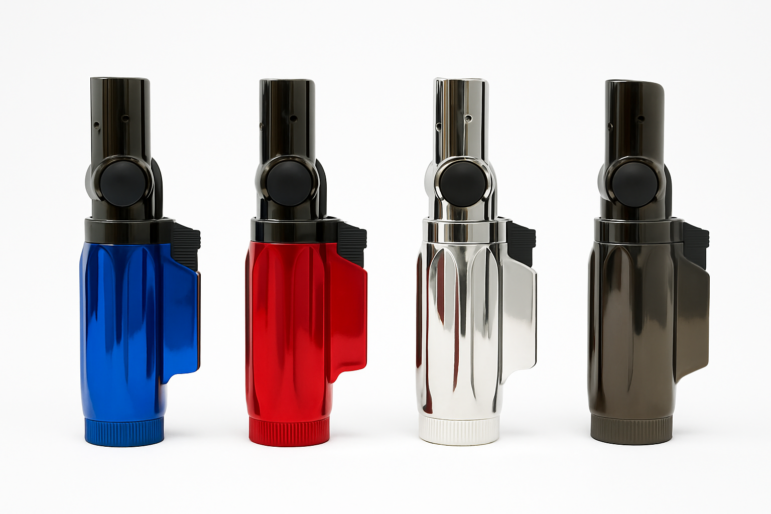  Quadruple Torch Windproof Butane Lighter with Adjustable Flame