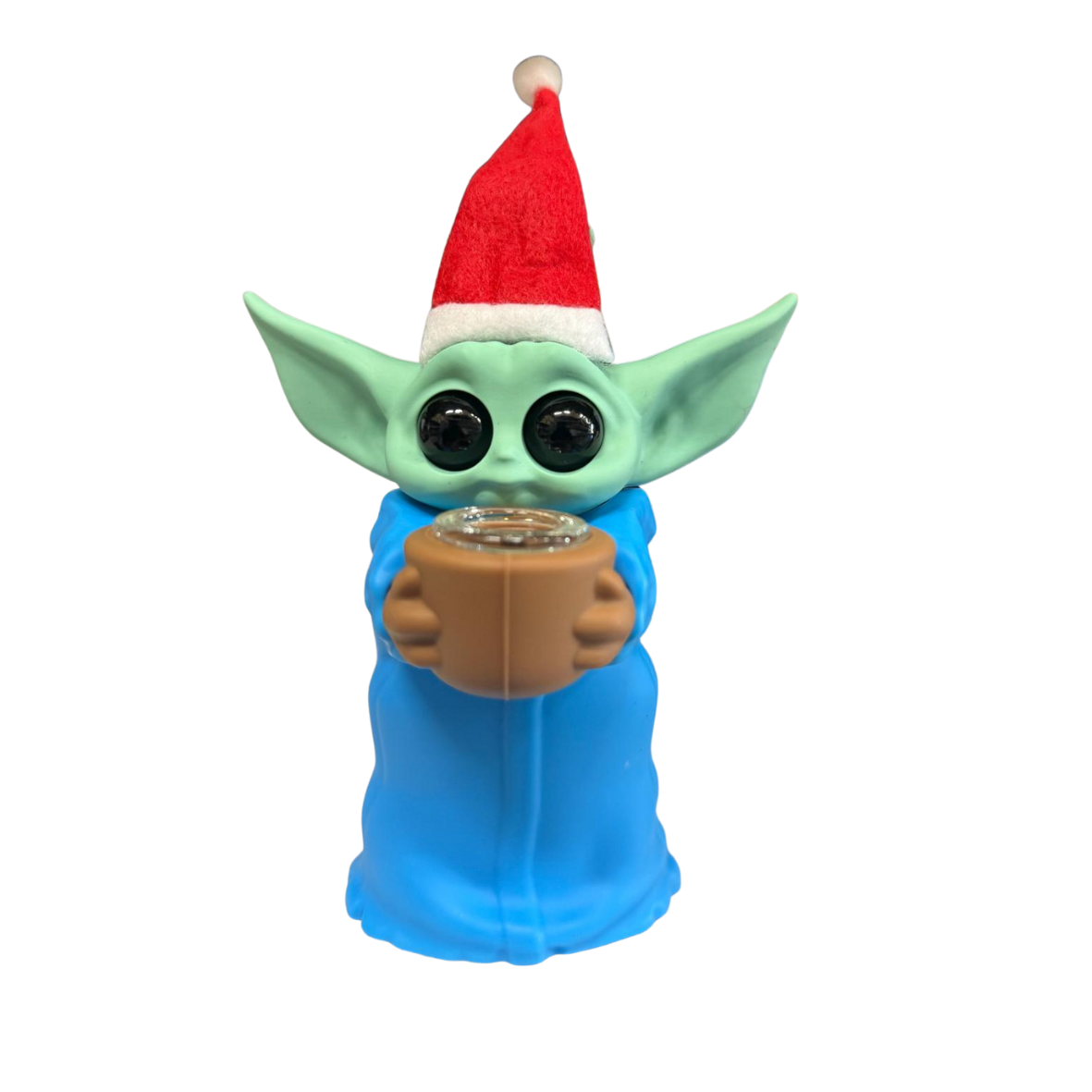 5.5'' Standing Baby Yoda Silicone Water Pipe With Christmas cap