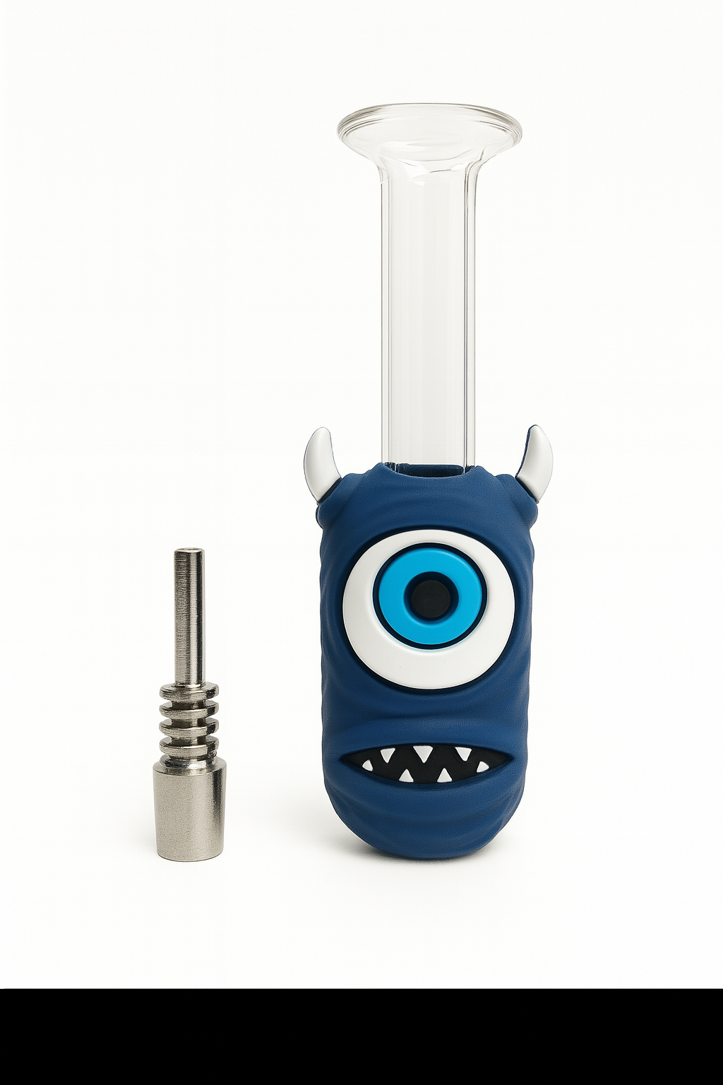 5"  Silicone Devil Eye Design Glass Nectar Collector W/ Titanium Nail