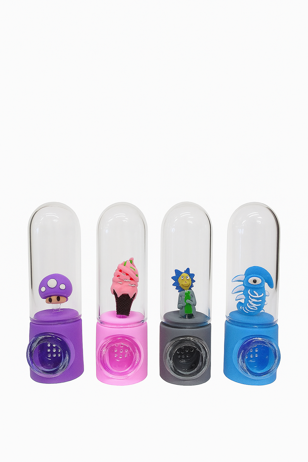  4.5'' Silicone Glass Hand Pipes with Wax Smoke Bubbler