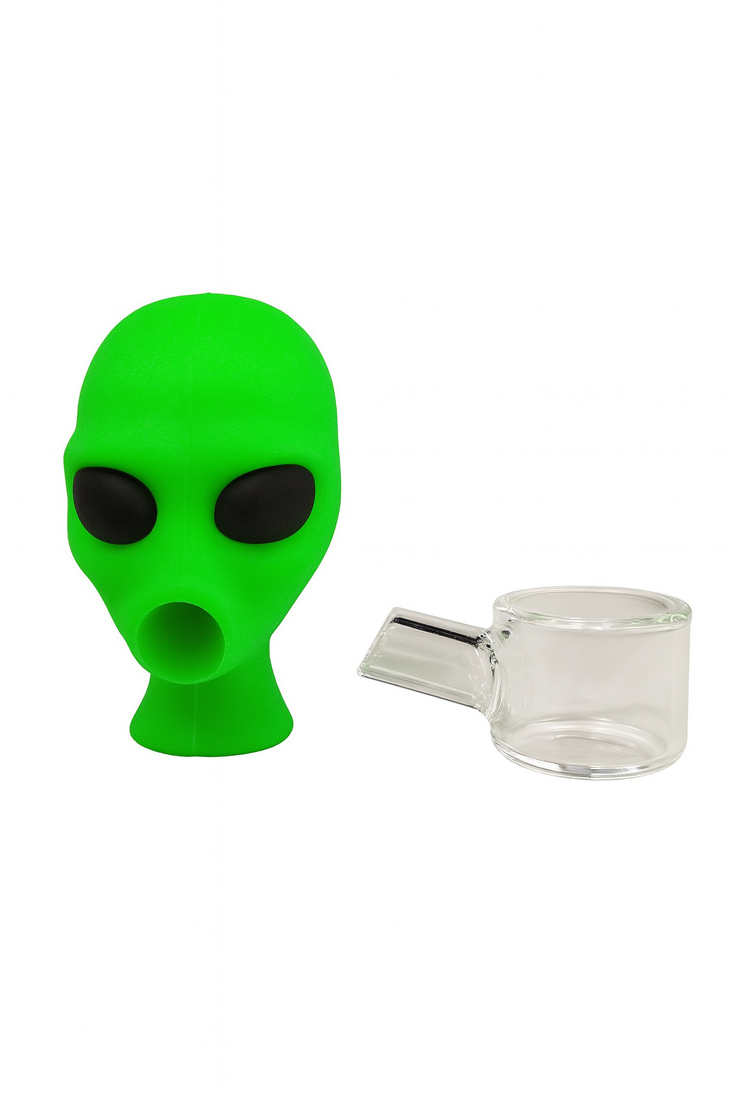 4'' SILICONE ALIEN HEAD GLASS HAND PIPE