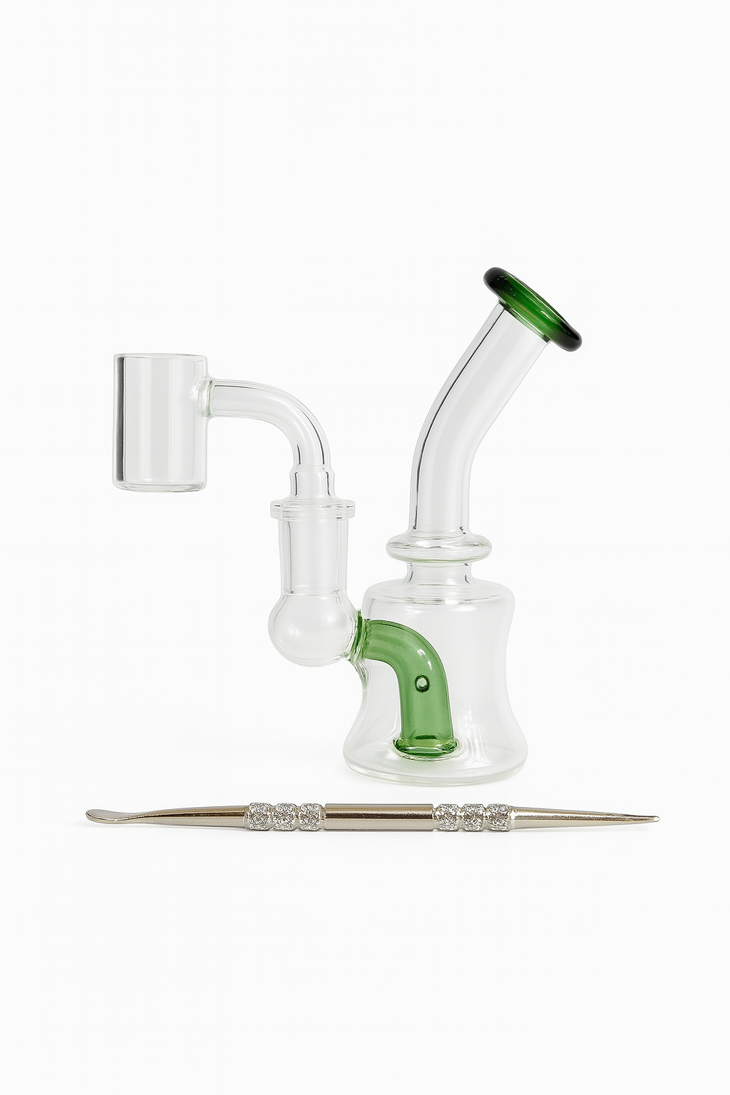 Smoke Set w/ 4.5" Glass Rig, Grinder, Jar, Ashtray, Sculpting Tool & 30 Cones