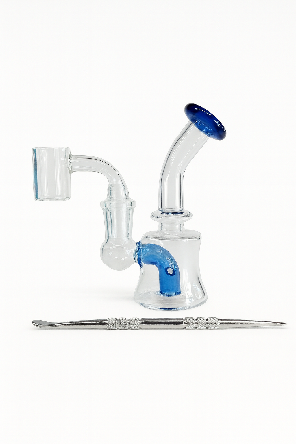 Smoke Set w/ 4.5" Glass Rig, Grinder, Jar, Ashtray, Sculpting Tool & 30 Cones