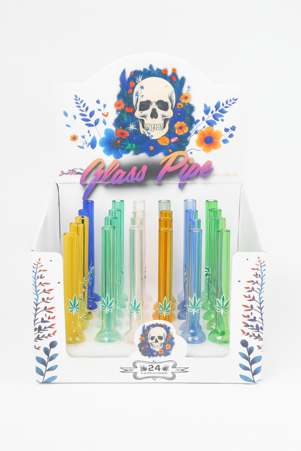 4''Handmade Glass Oil Burner Set with Colorful Leaf