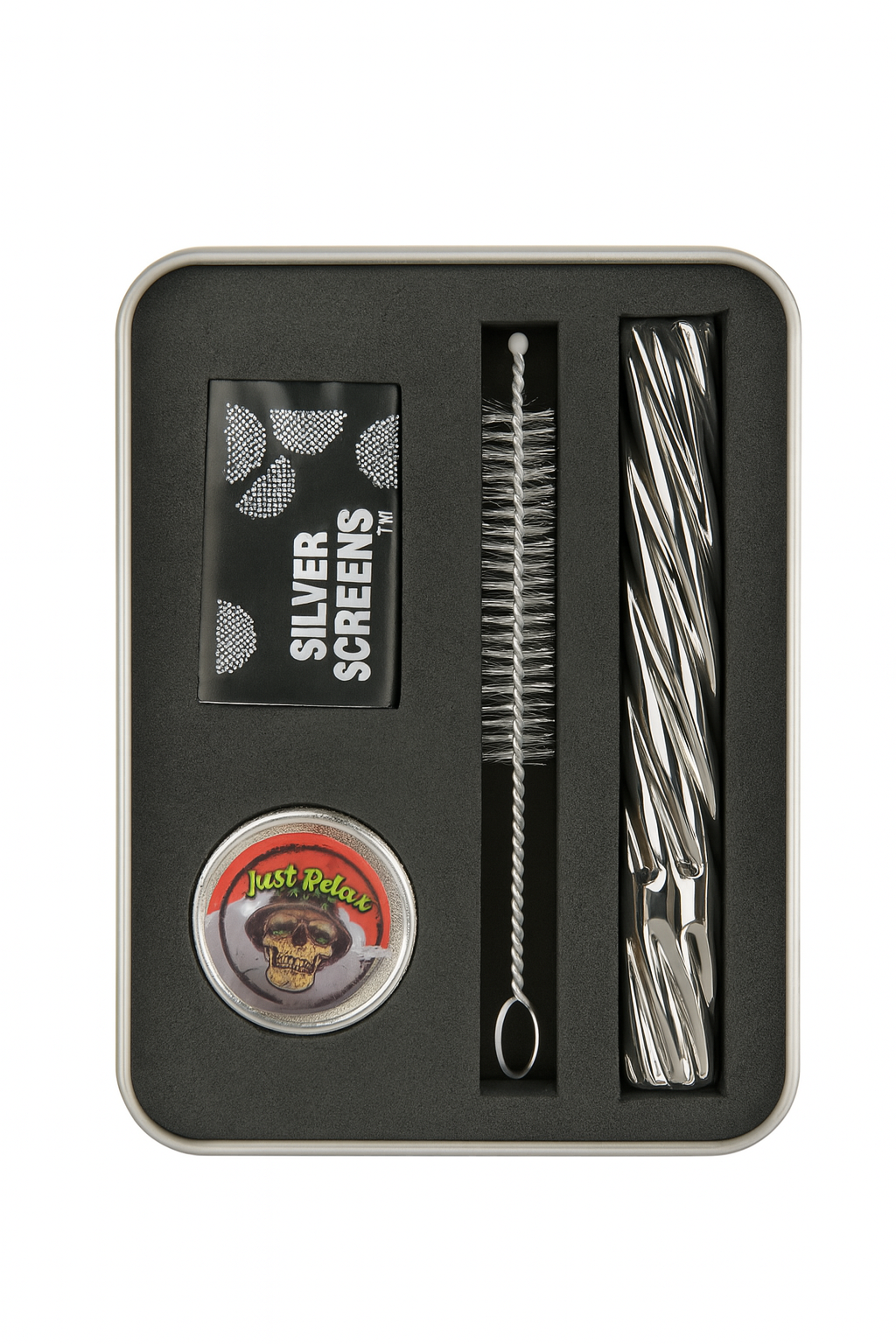  Glass Smoking Pipe Chillum One Hitter Kit With Screens Small Grinder Dry Herb