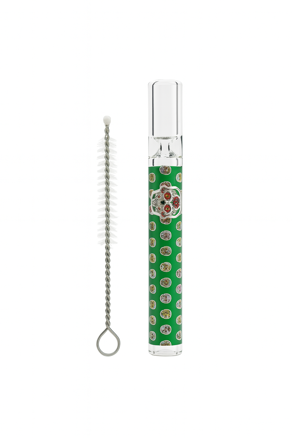 4.5'' Glass Chillum pipe with brush-Skull Design