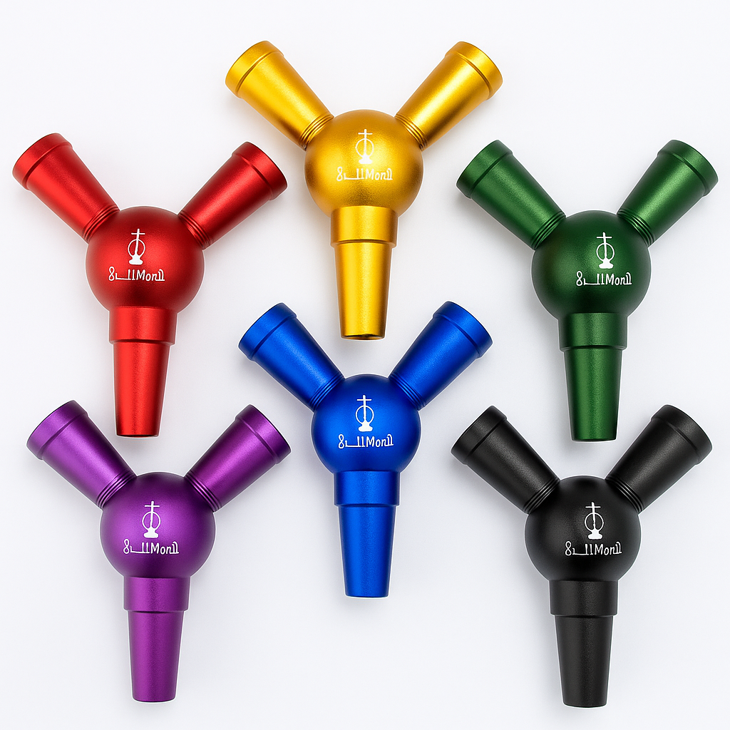 Hookah Hose Adaptor 1 to 2 Splitter Hose Connector with 4 Extra Grommets Auto-Seal