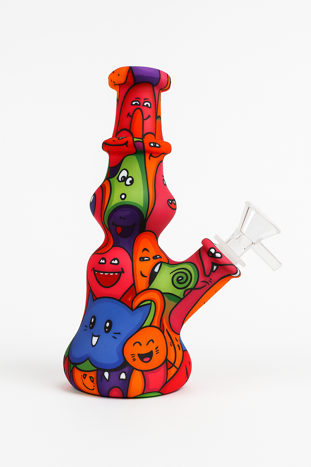 Silicone Cartoon  Water Pipe Wine Bottle Smoking Bong  With 14mm Glass Bowl