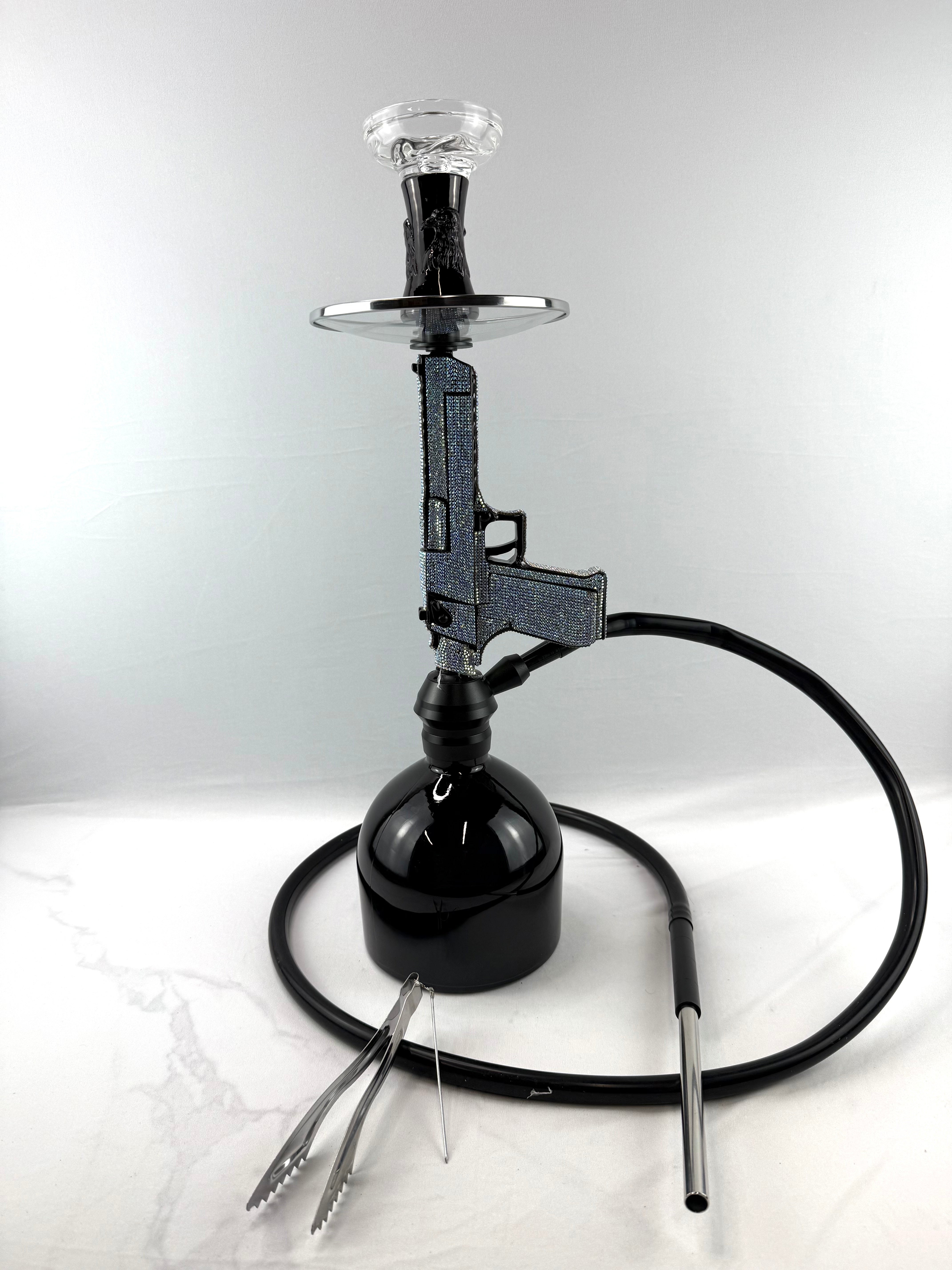 24" Hookah Set Pistol Shape Hookah with Full Shiny Diamonds