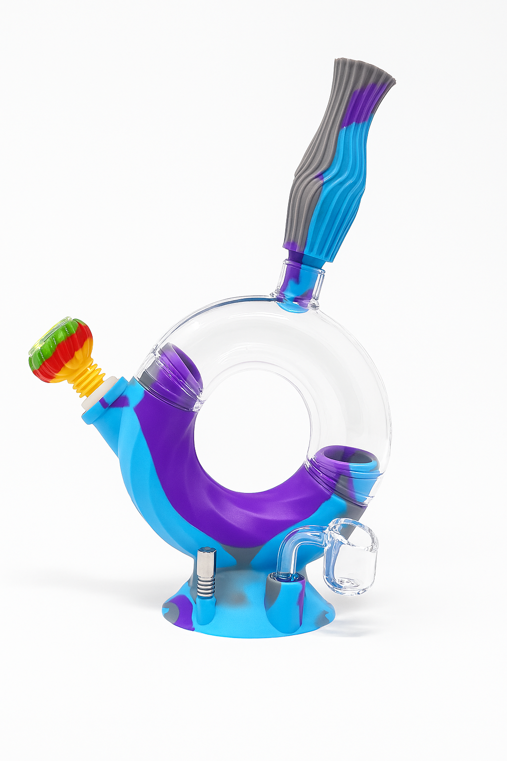 11'' Tilt Silicone Donut Water Pipe n Nectar Collector