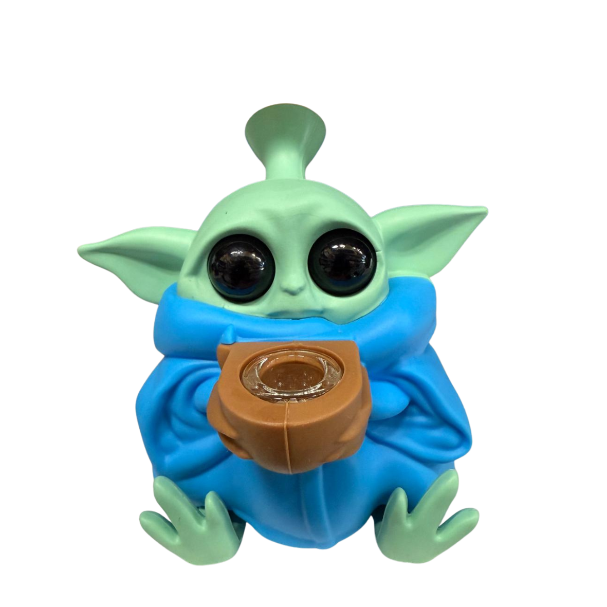 4.8'' Baby Yoda Silicone Water Pipe Assorted Solid  Colors 
