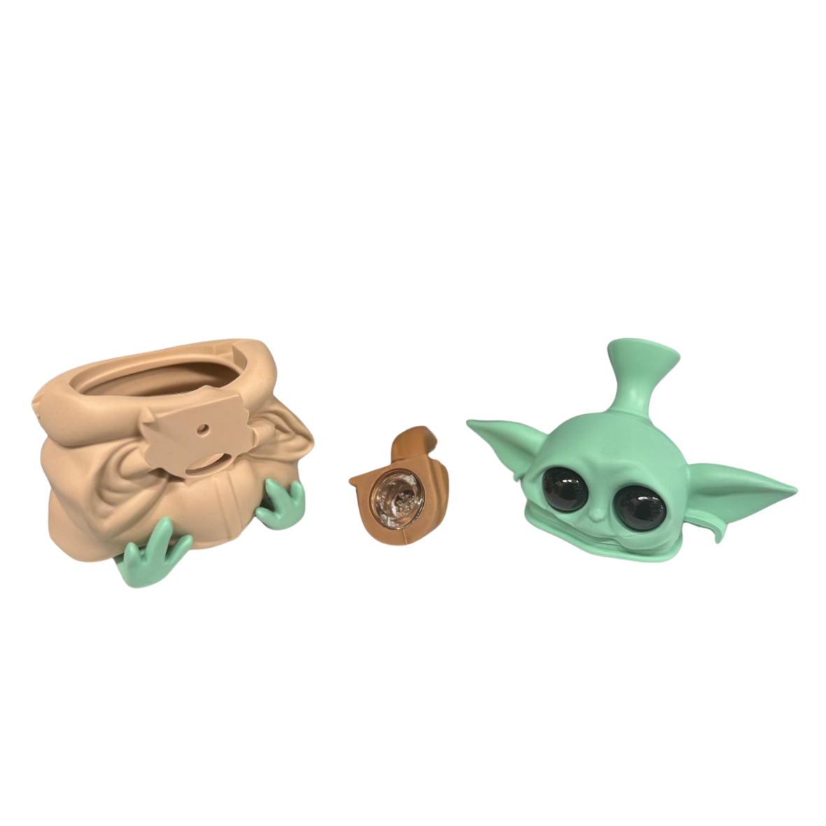 4.8'' Baby Yoda Silicone Water Pipe Assorted Solid  Colors 