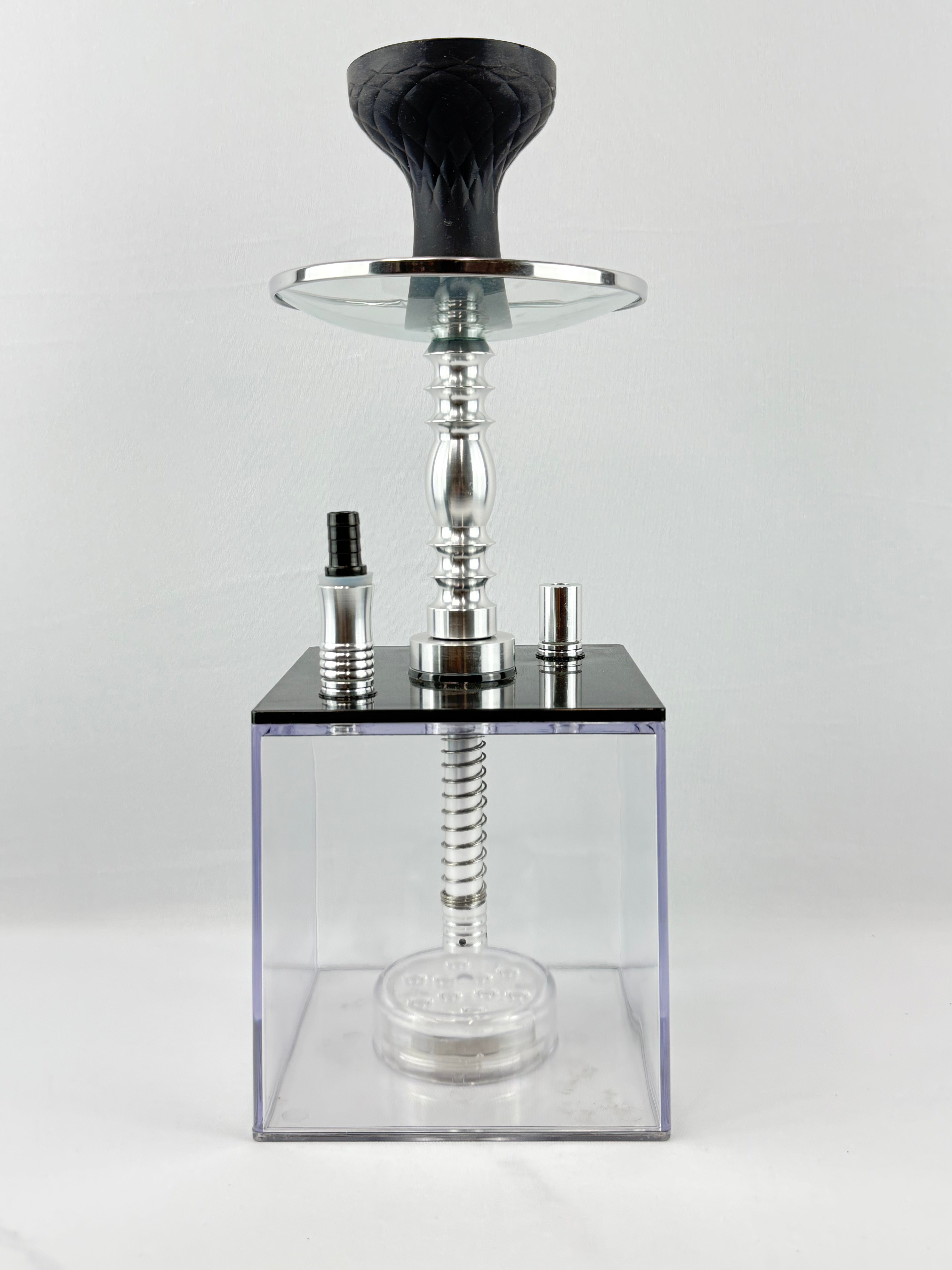 Square Acrylic Hookah Set With Multicolor LED Light, Silicone Bowl