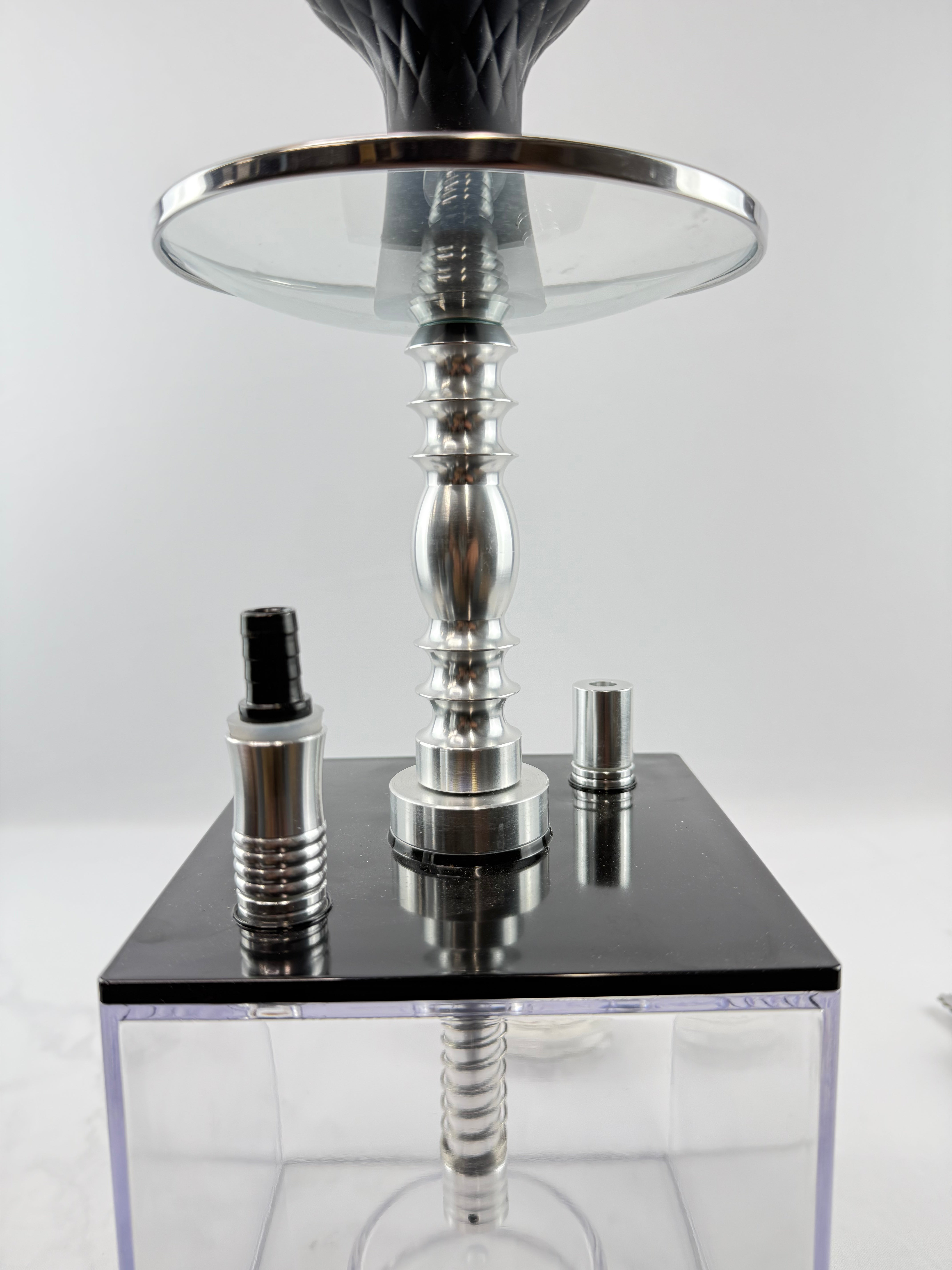 Square Acrylic Hookah Set With Multicolor LED Light, Silicone Bowl