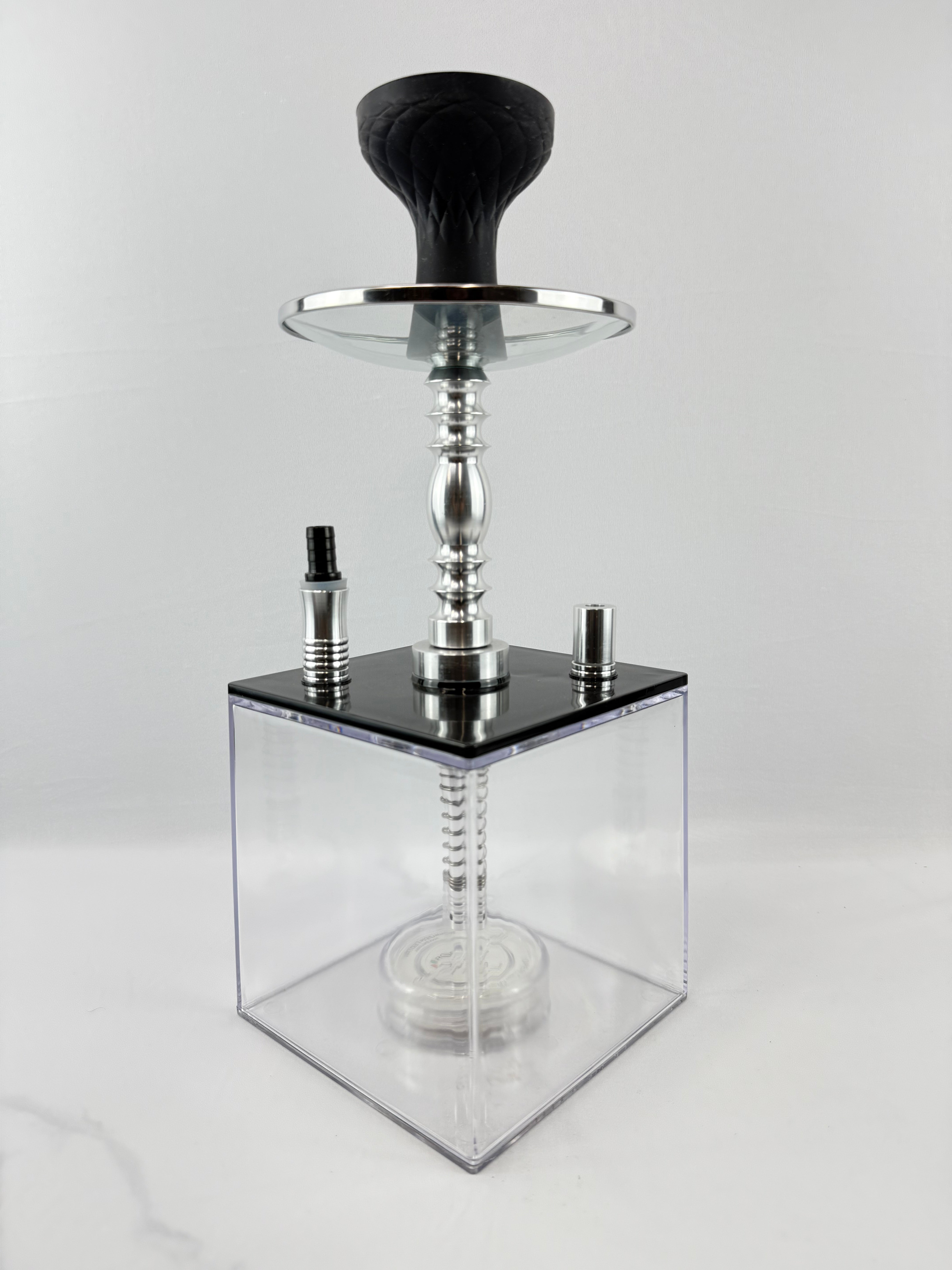 Square Acrylic Hookah Set With Multicolor LED Light, Silicone Bowl