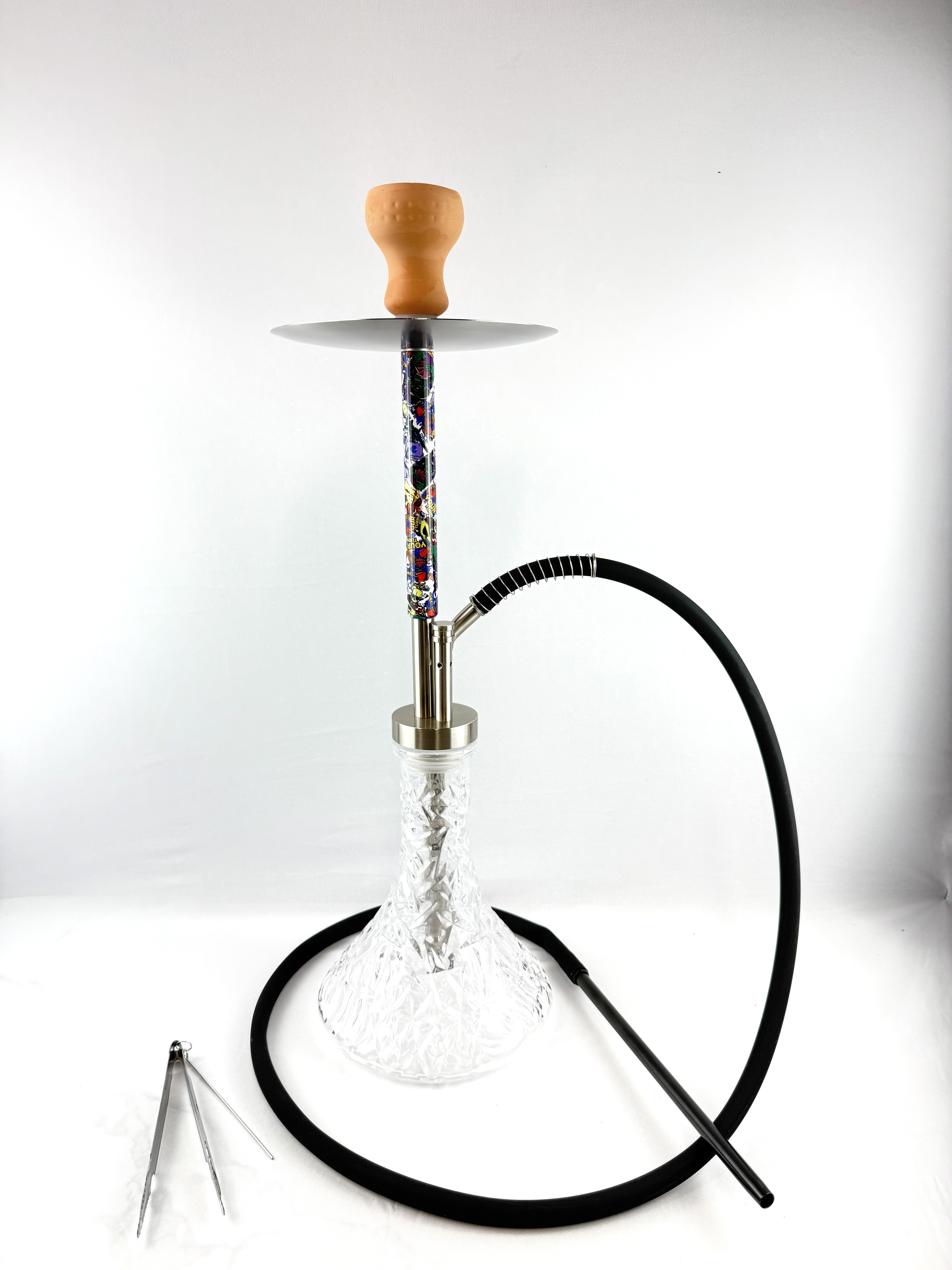 25" Mona Conical Knurl Base print Designed Body Single Hose Hookah
