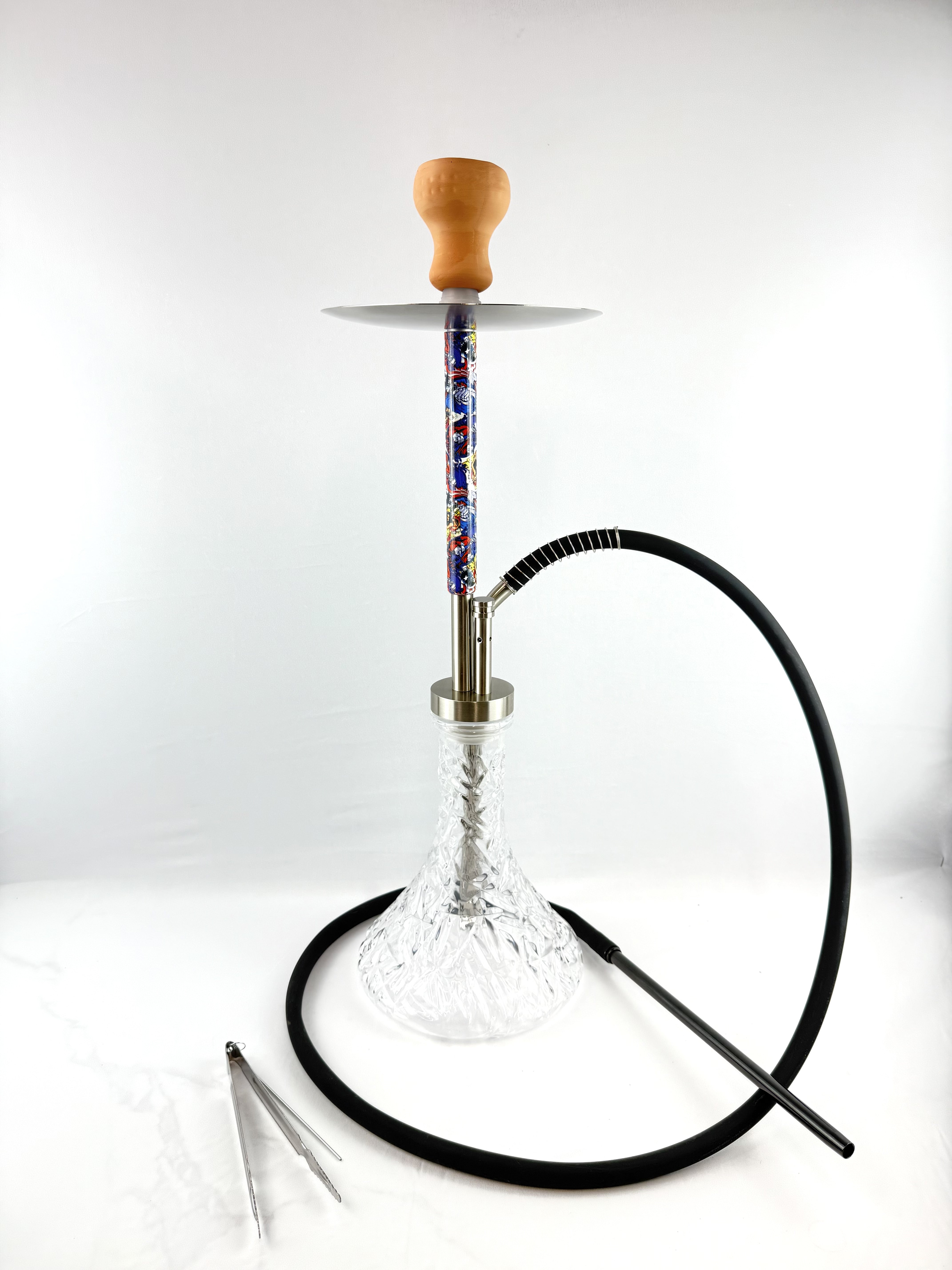 25" Mona Conical Knurl Base print Designed Body Single Hose Hookah