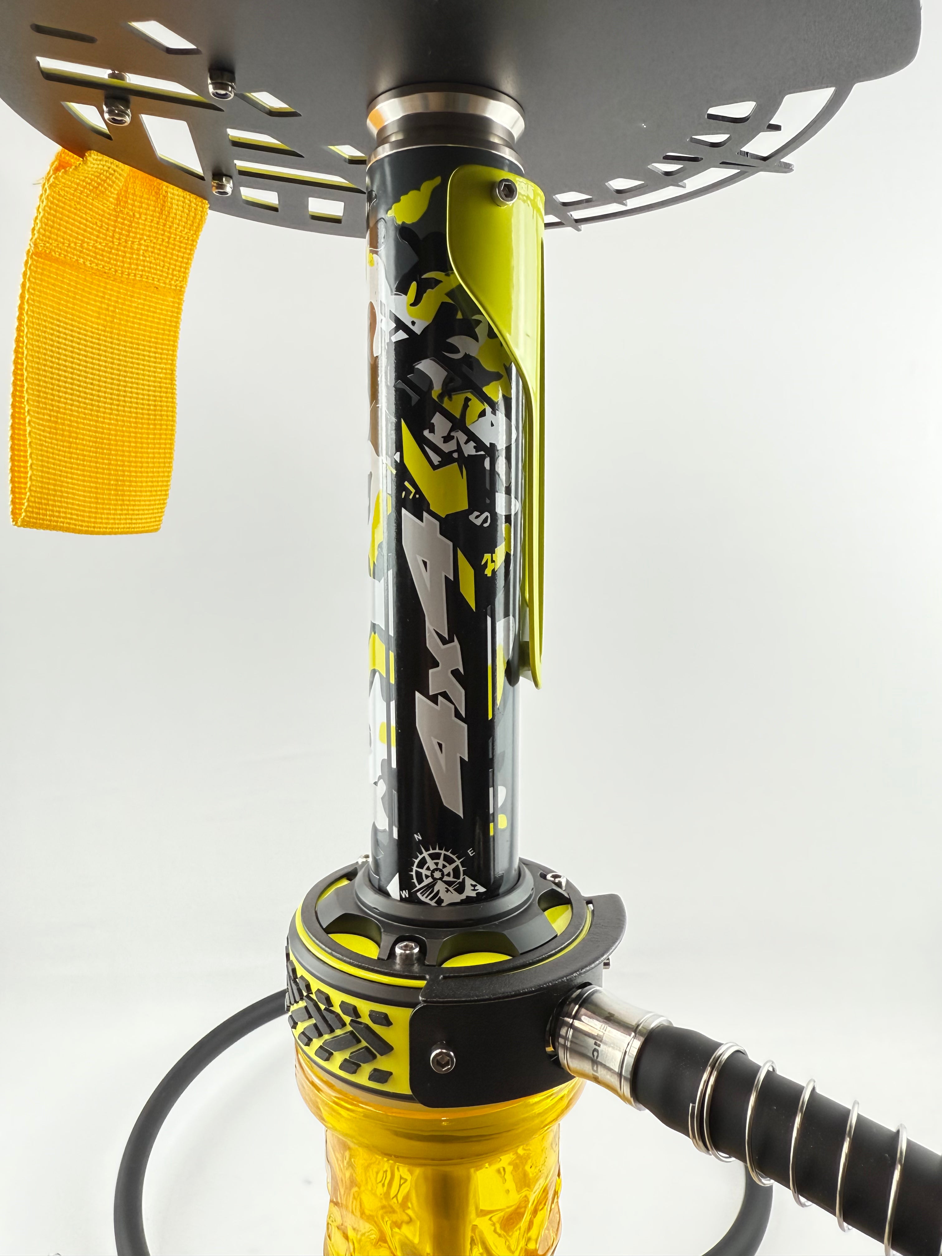 23" Mona Assorted Grooved Glass Base Multicolor Metal Body Single Hose Hookah