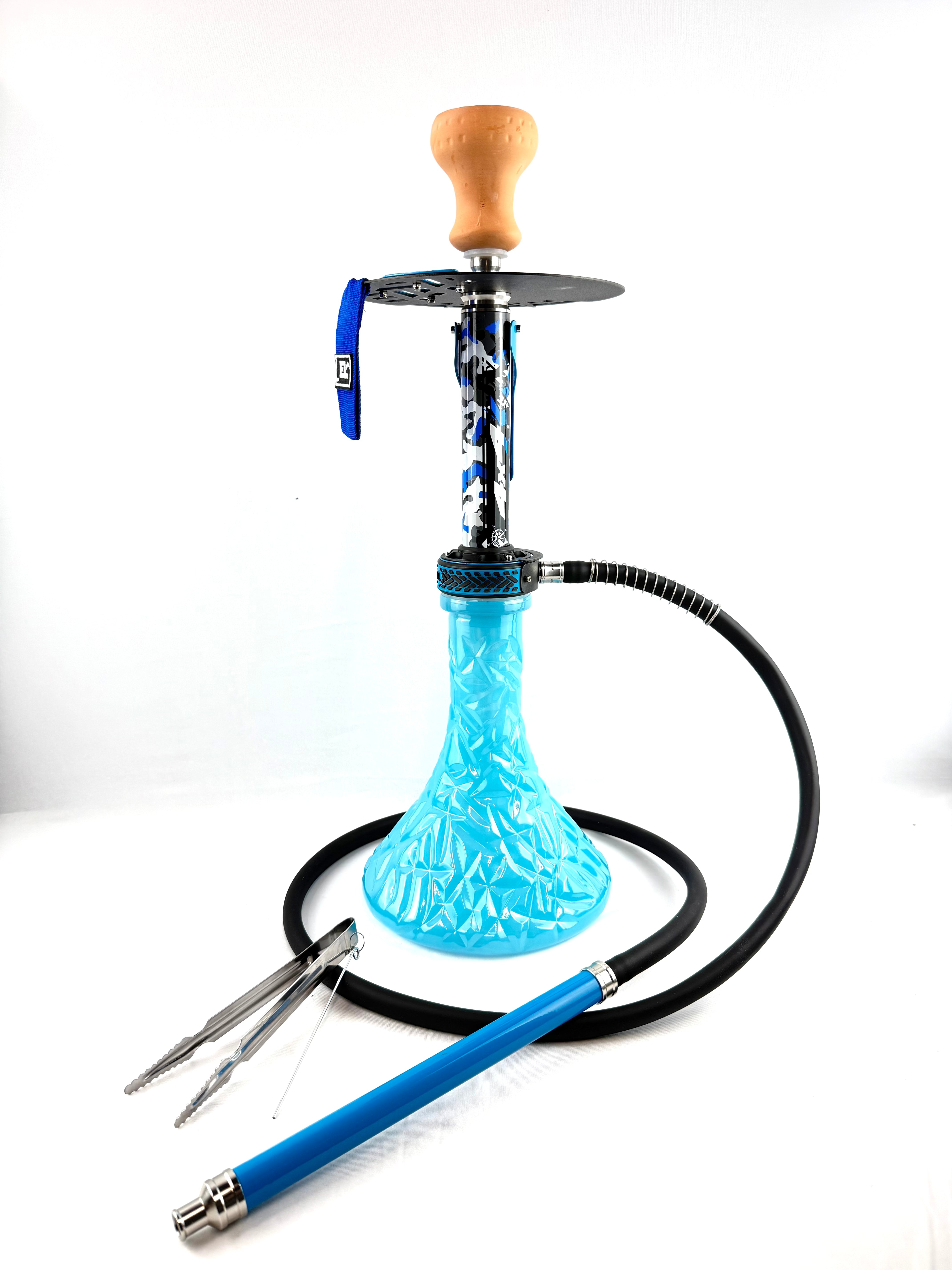23" Mona Assorted Grooved Glass Base Multicolor Metal Body Single Hose Hookah