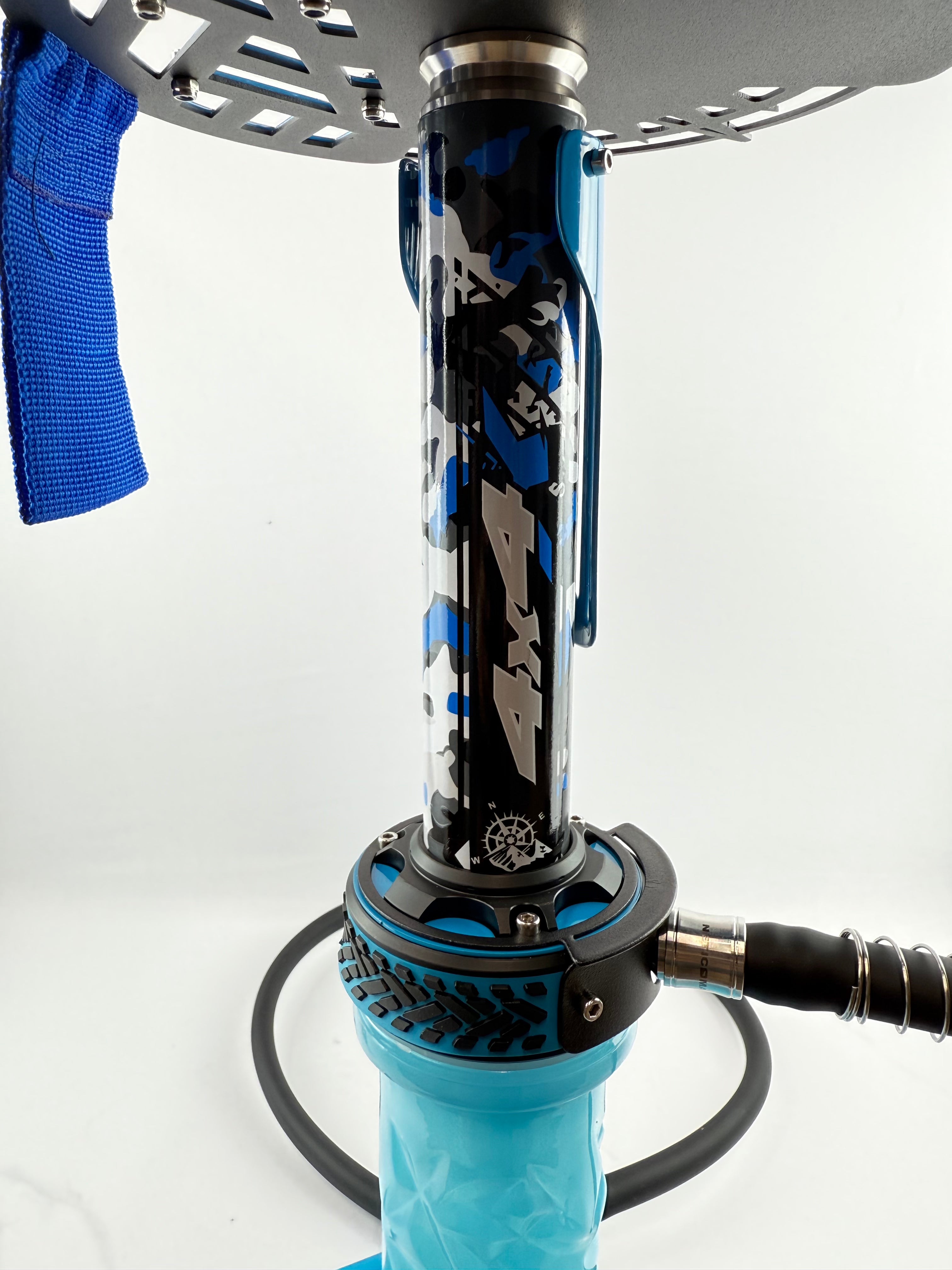 23" Mona Assorted Grooved Glass Base Multicolor Metal Body Single Hose Hookah