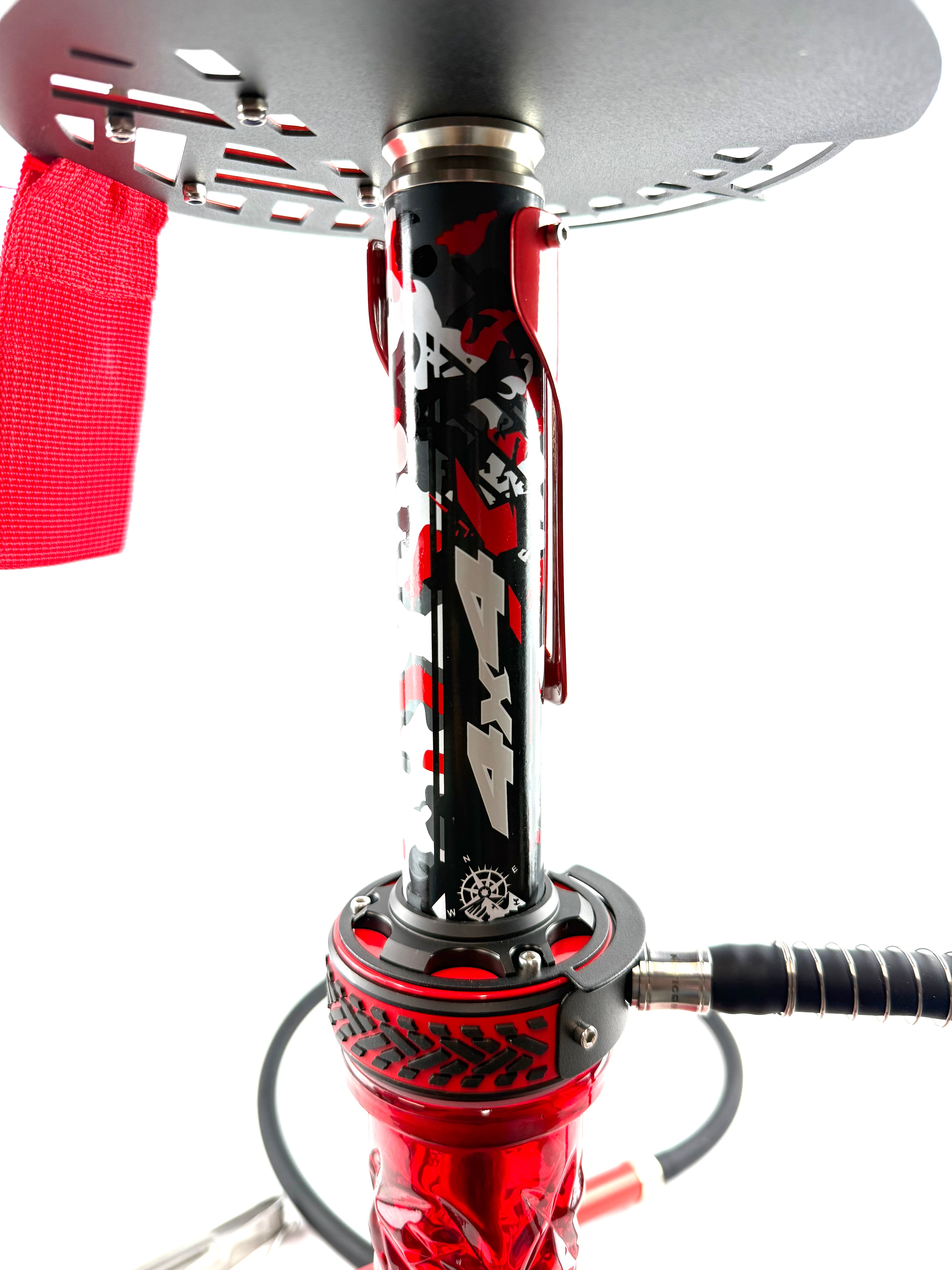 23" Mona Assorted Grooved Glass Base Multicolor Metal Body Single Hose Hookah