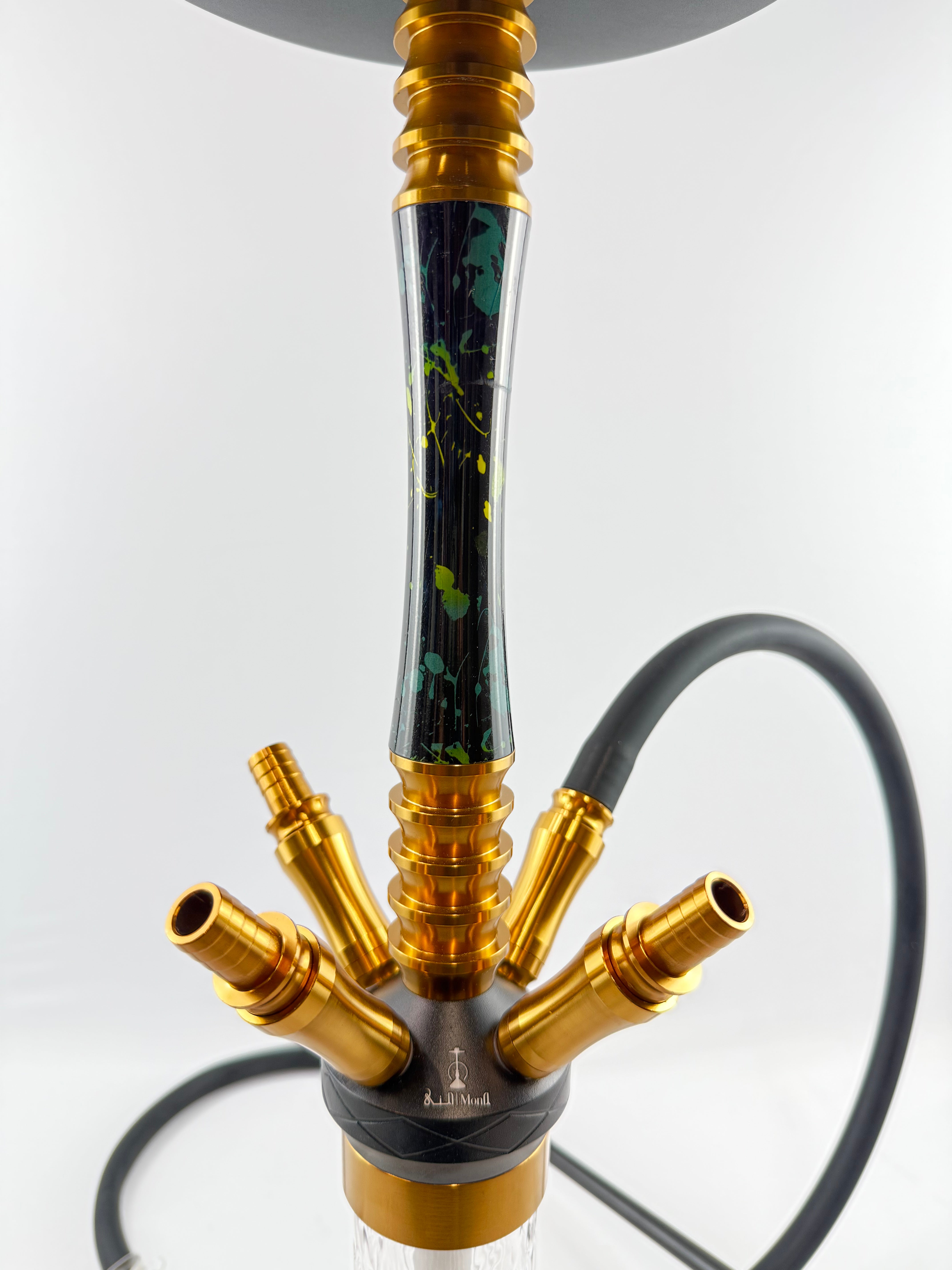 24" Mona Grooved Glass Base w/copper head,  4  Hose Hookah, 1 hose inc.