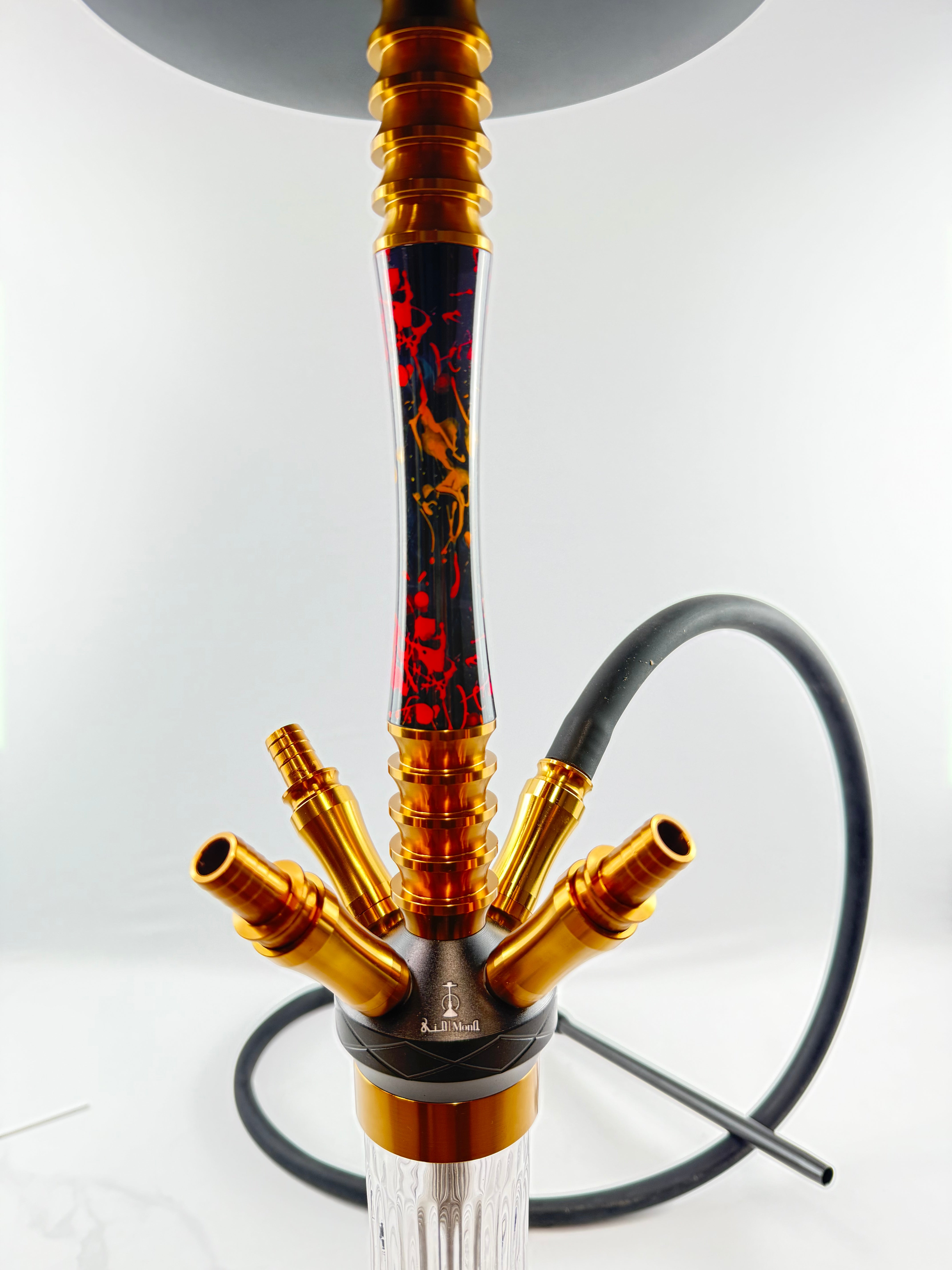 24" Mona Grooved Glass Base w/copper head,  4  Hose Hookah, 1 hose inc.