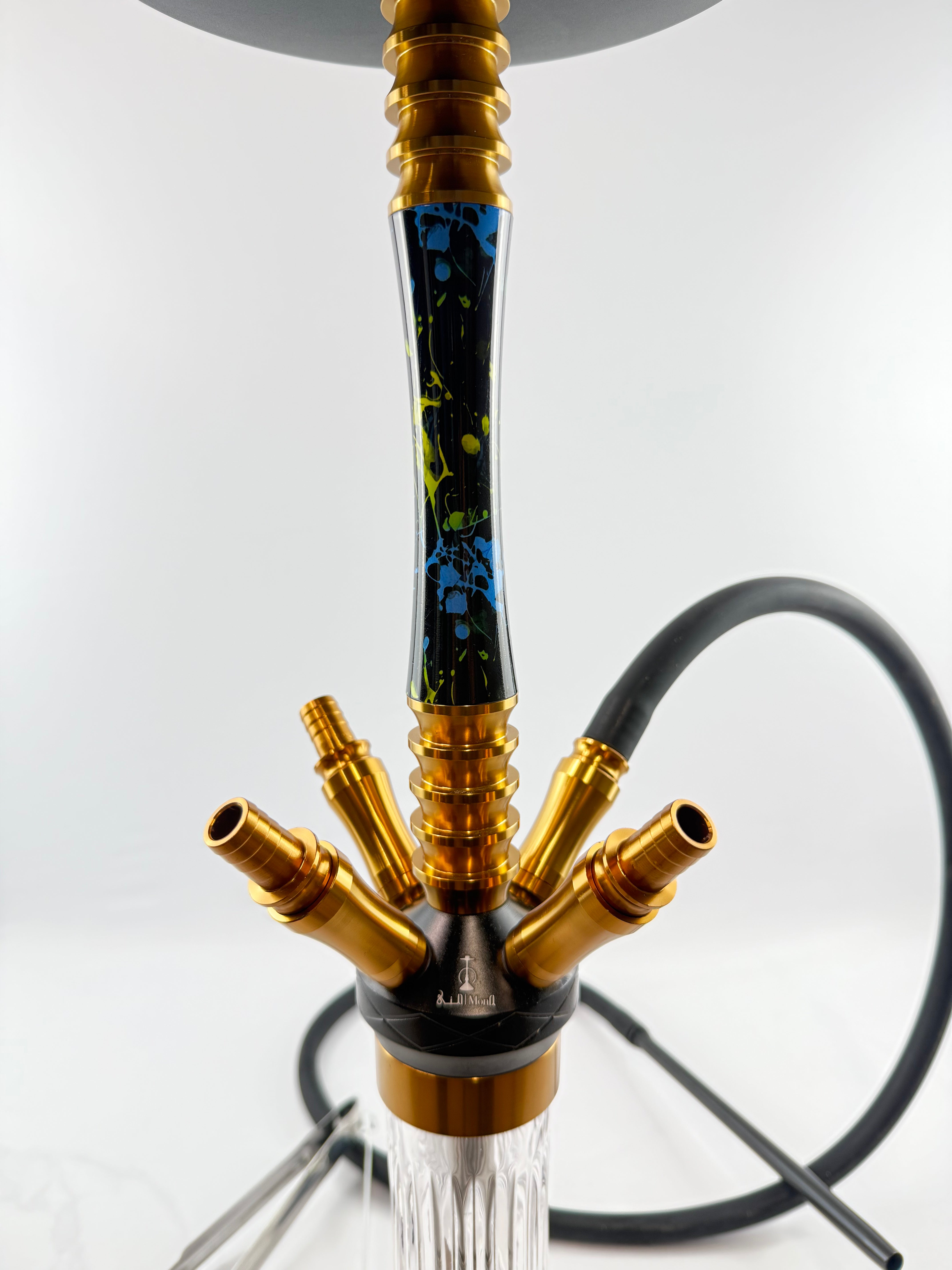 24" Mona Grooved Glass Base w/copper head,  4  Hose Hookah, 1 hose inc.