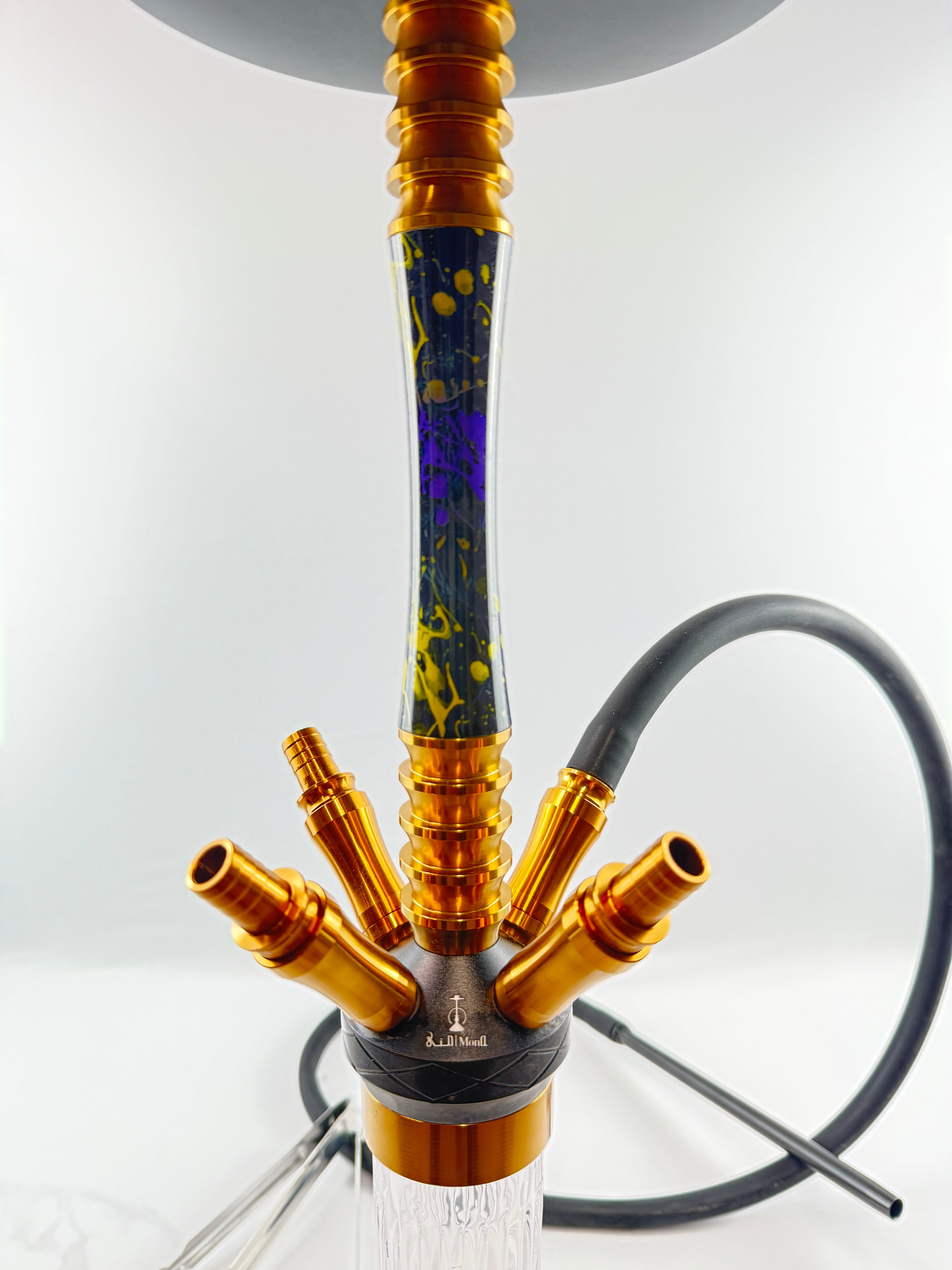 24" Mona Grooved Glass Base w/copper head,  4  Hose Hookah, 1 hose inc.