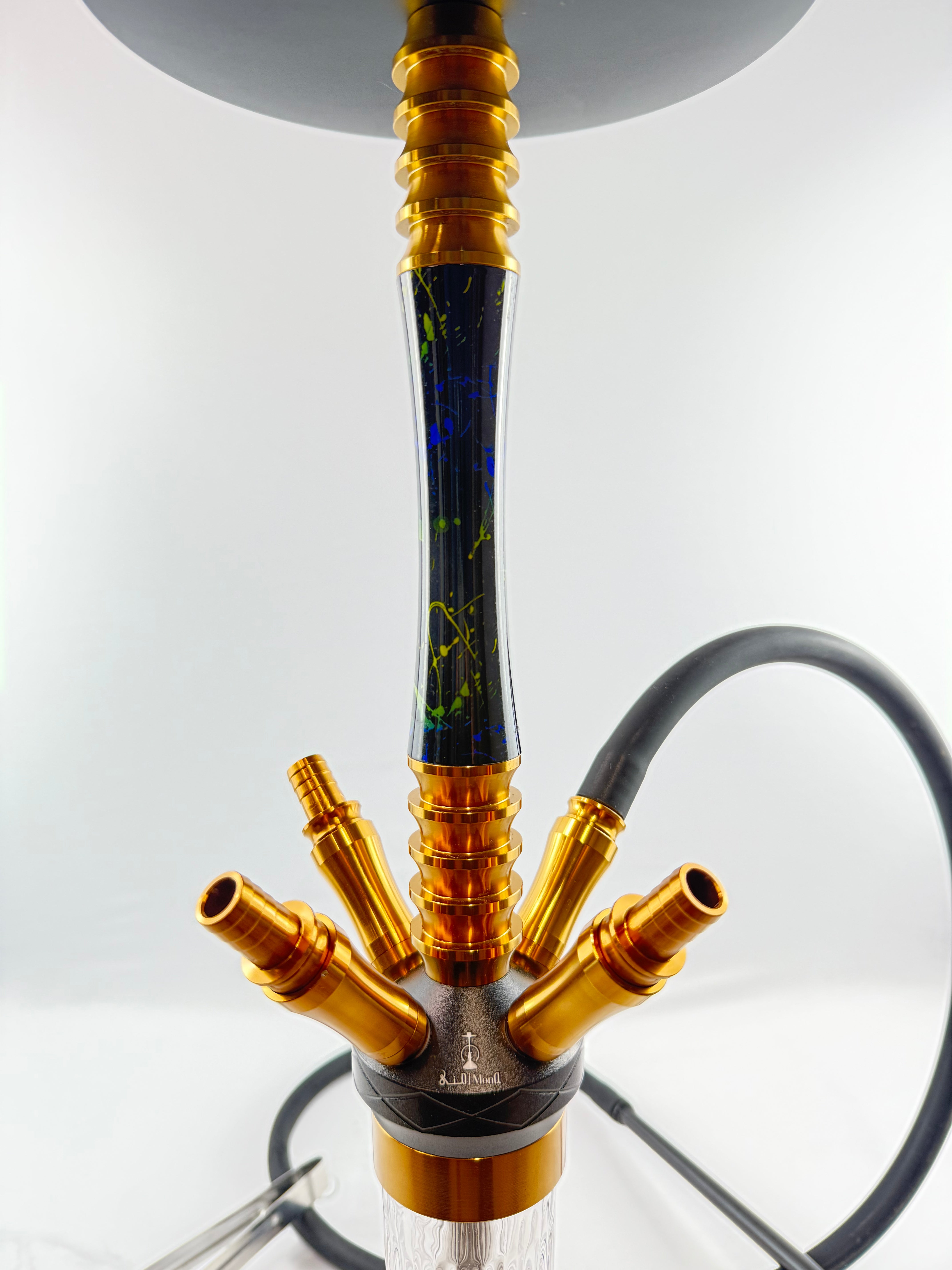 24" Mona Grooved Glass Base w/copper head,  4  Hose Hookah, 1 hose inc.