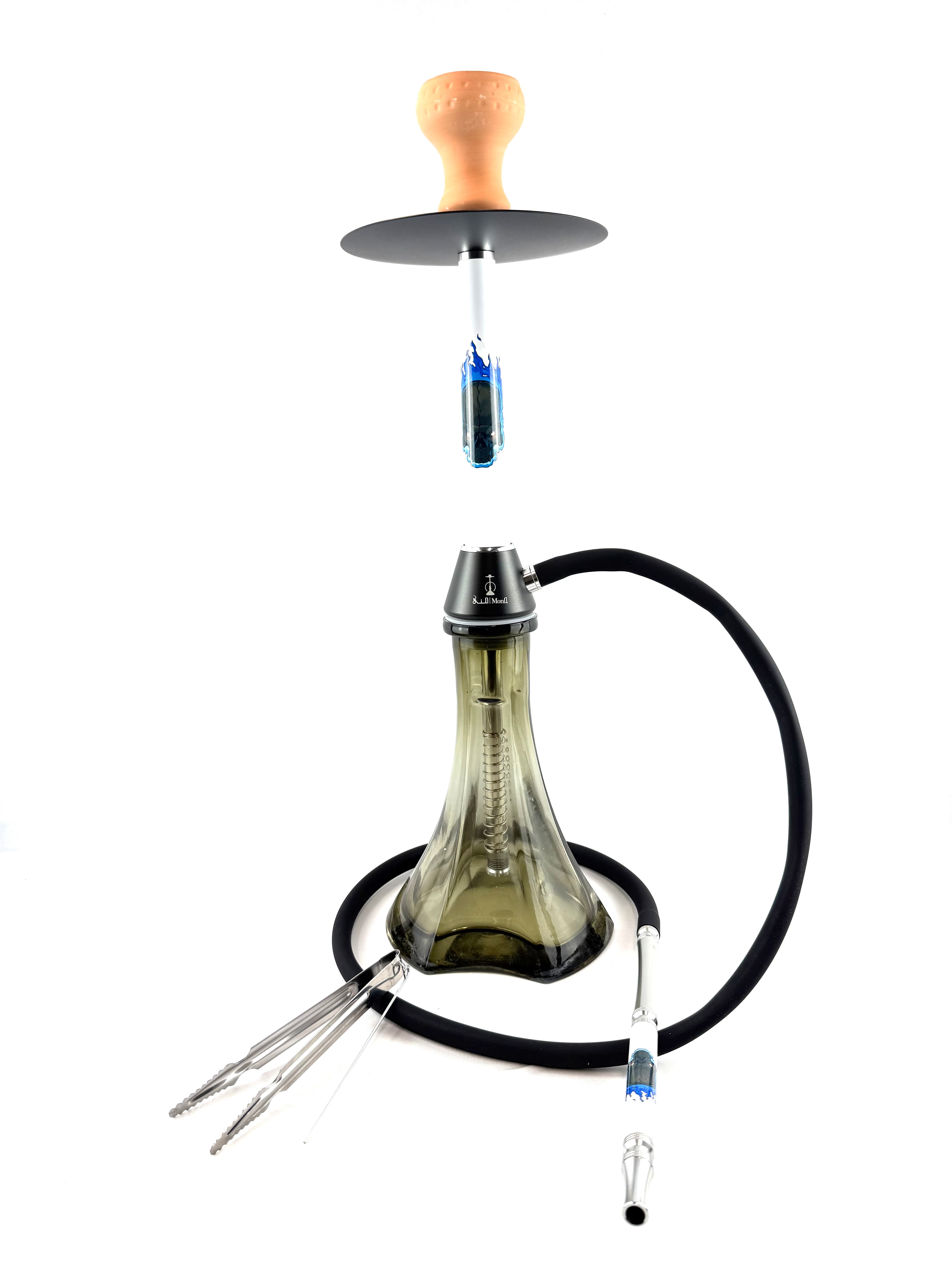 24" Mona Three Phased Conical Glass Base With Metal Body Single Hose Hookah