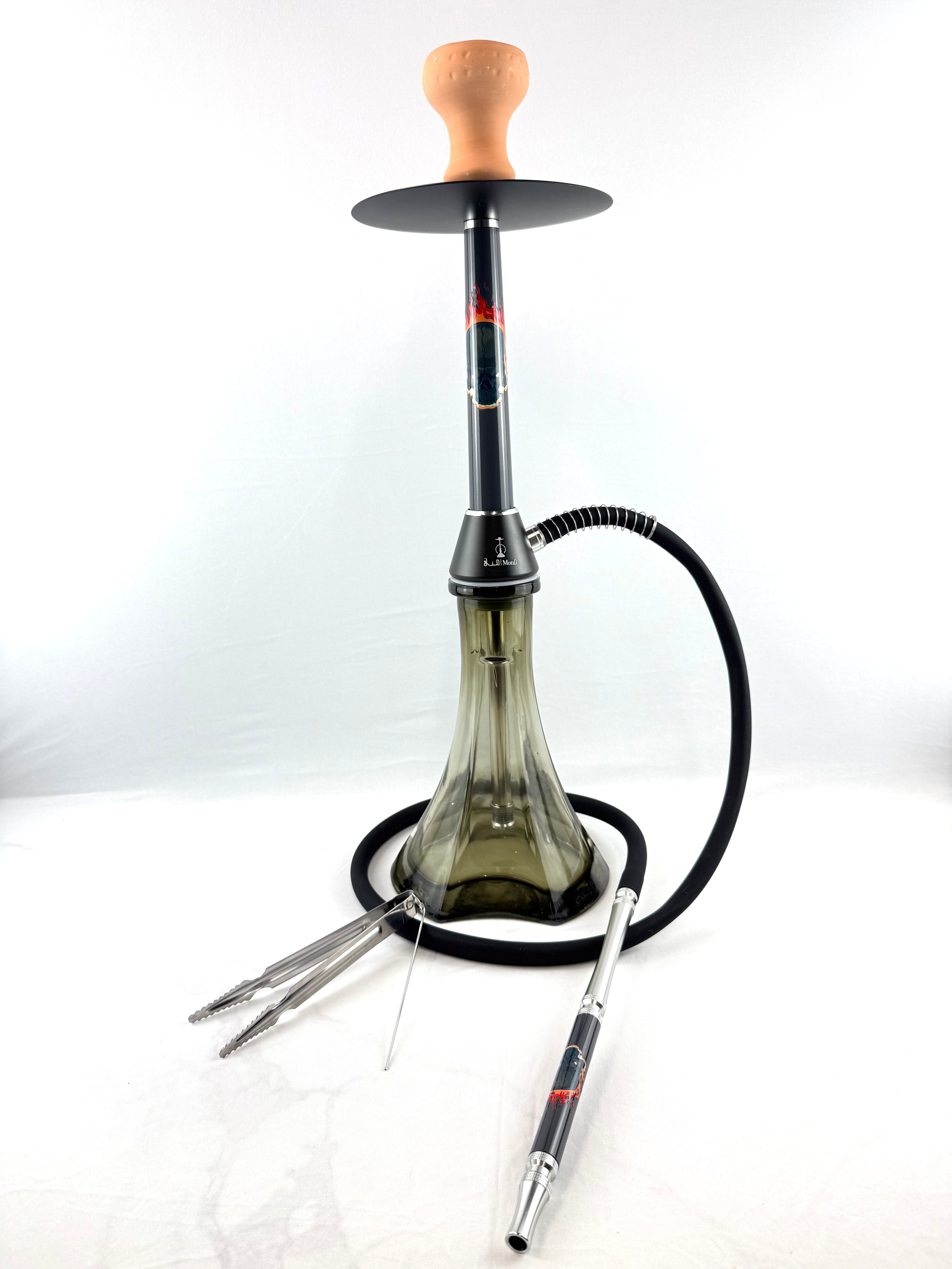 24" Mona Three Phased Conical Glass Base With Metal Body Single Hose Hookah