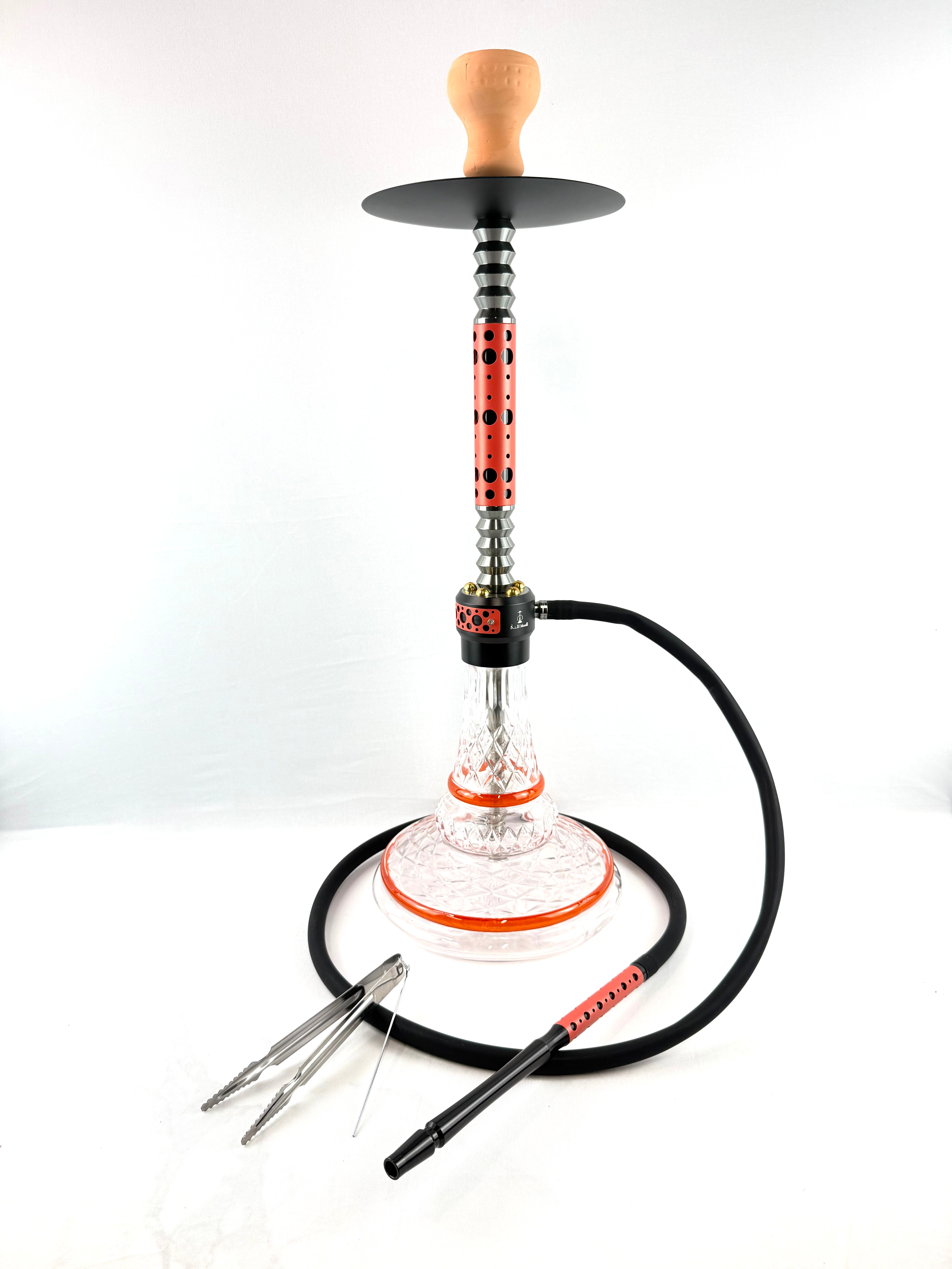 28" Mona Grooved Glass Base Modern Style Dual Color Single Hose Hookah