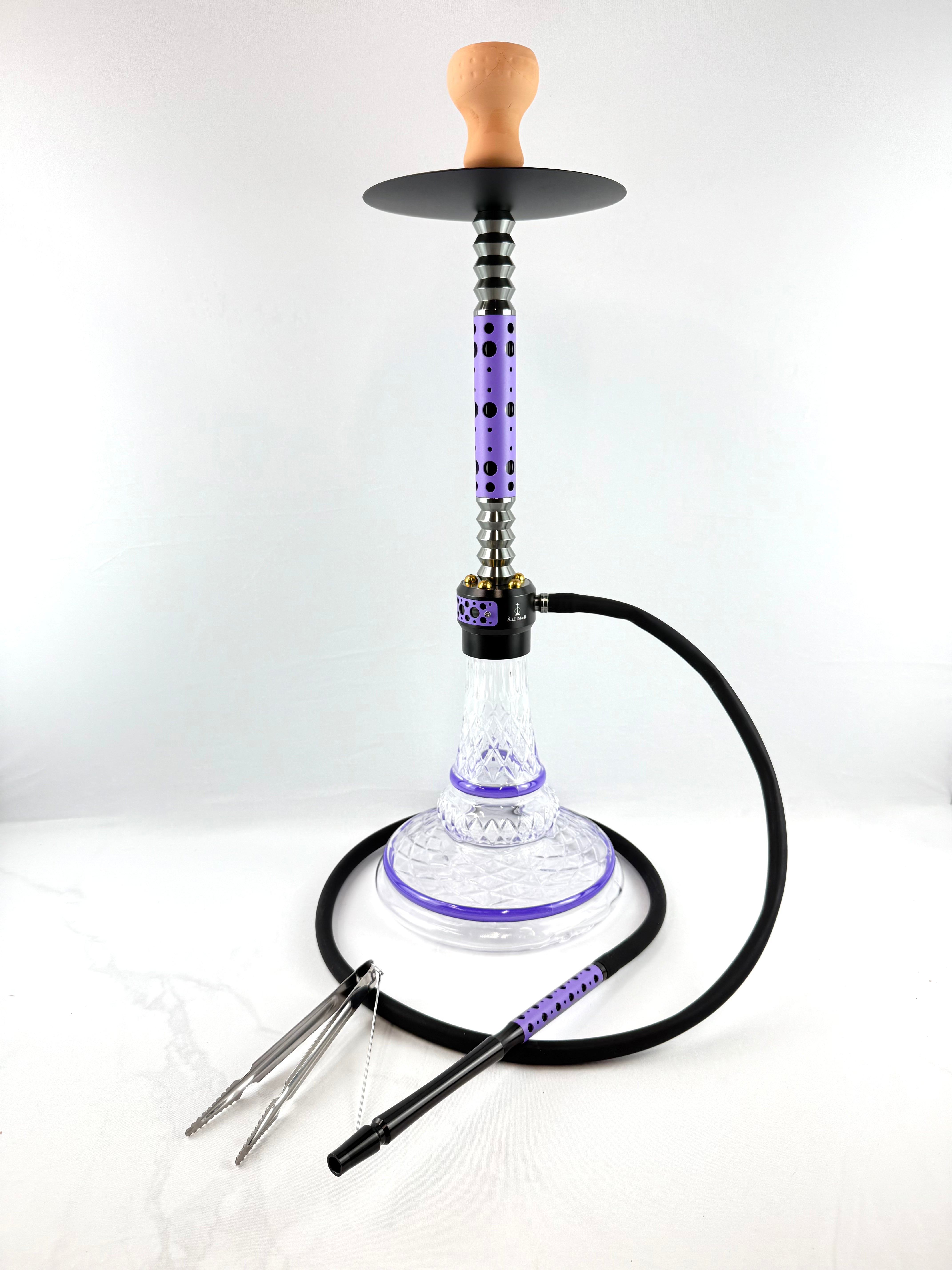 28" Mona Grooved Glass Base Modern Style Dual Color Single Hose Hookah