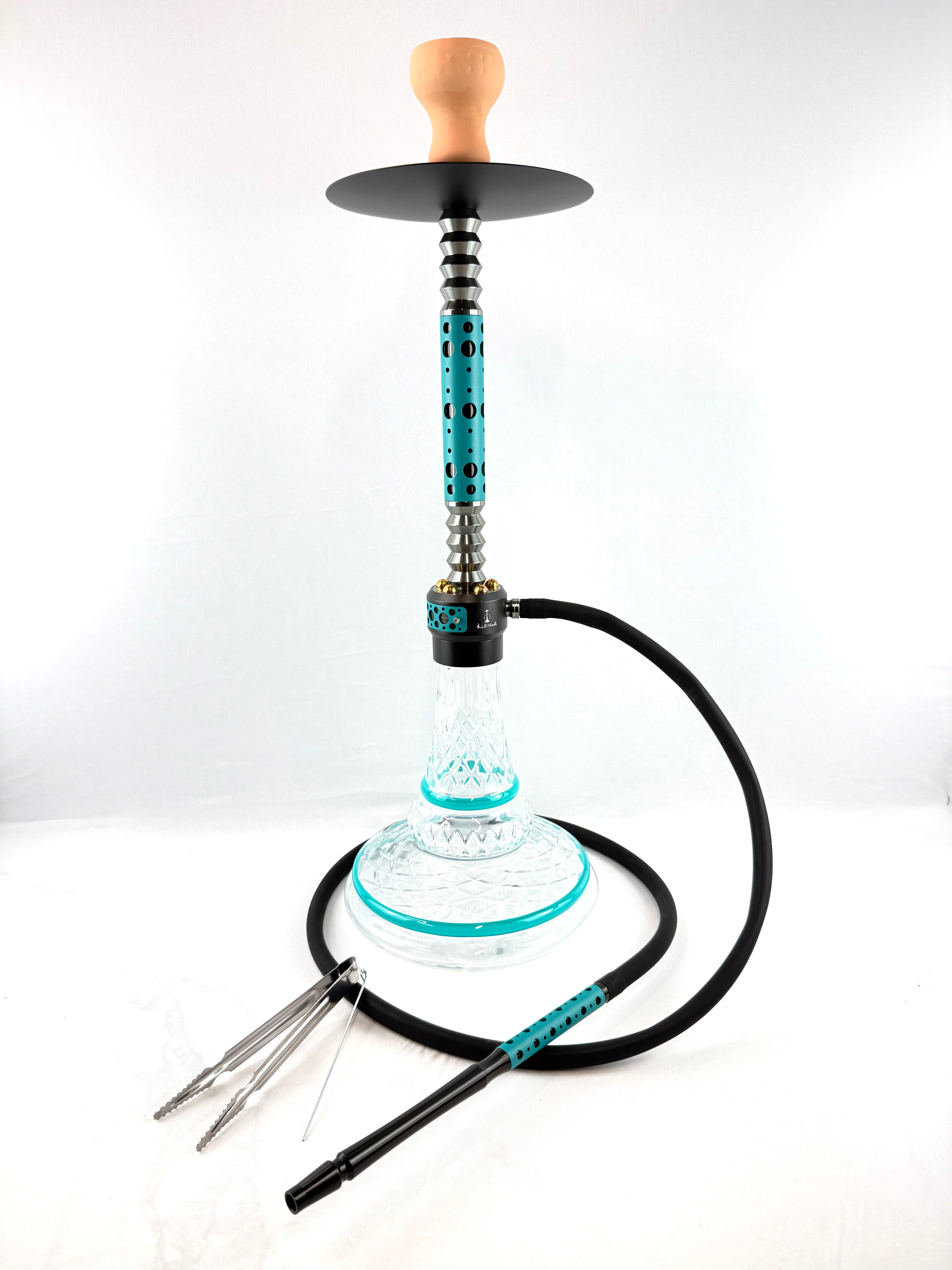 28" Mona Grooved Glass Base Modern Style Dual Color Single Hose Hookah
