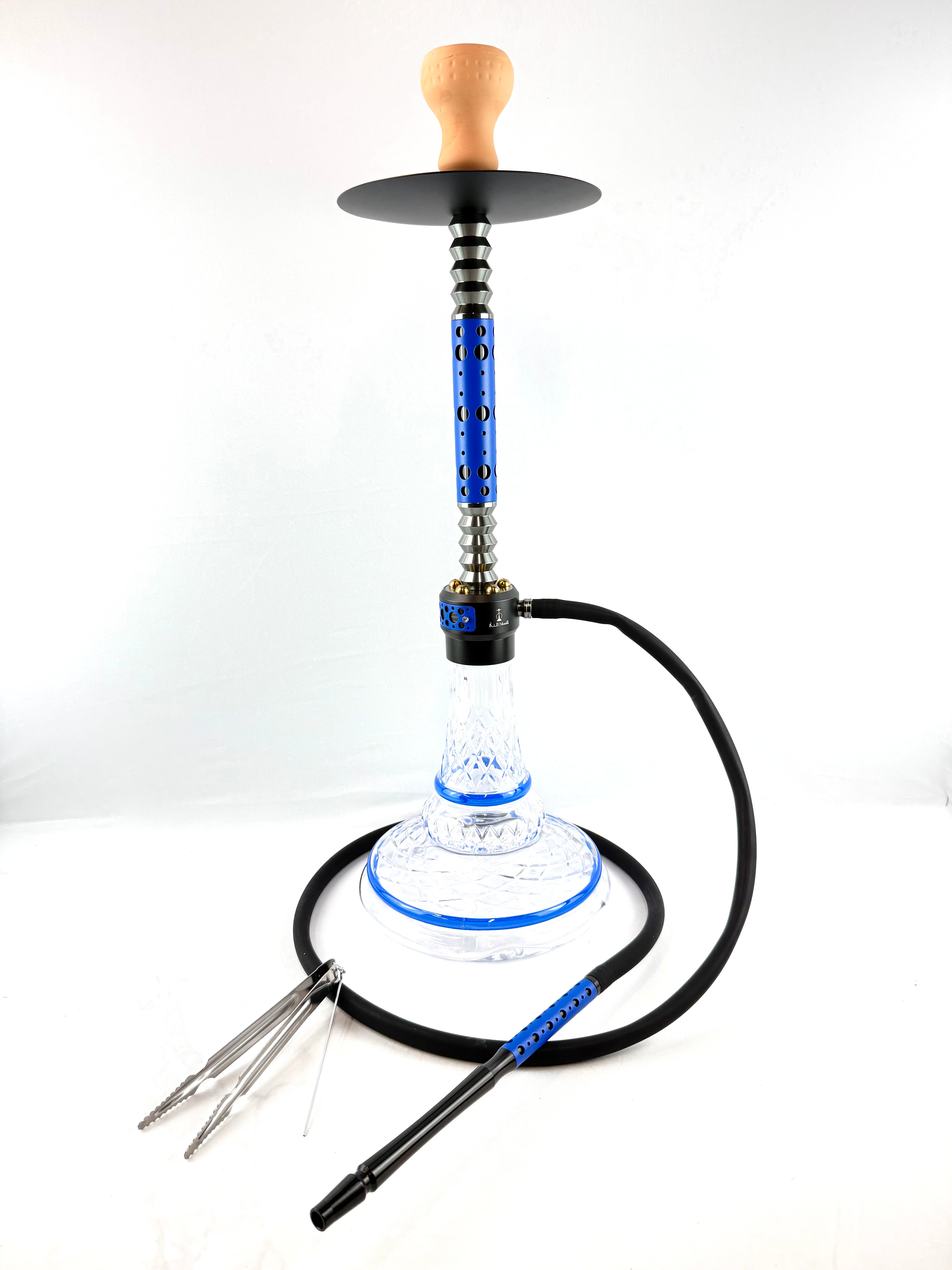 28" Mona Grooved Glass Base Modern Style Dual Color Single Hose Hookah