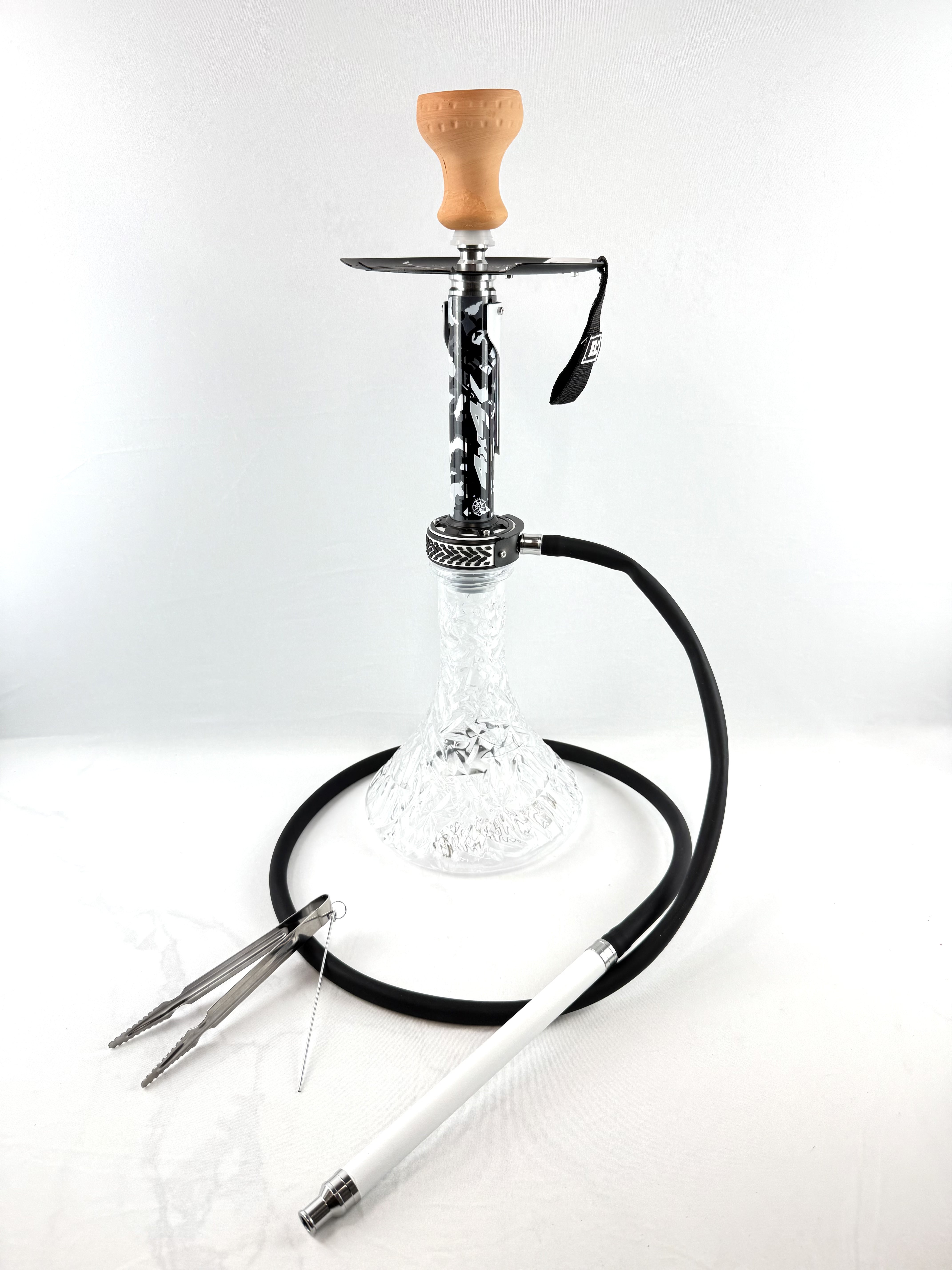 23" Mona Grooved Glass Base Camo Style Body Single Hose Hookah