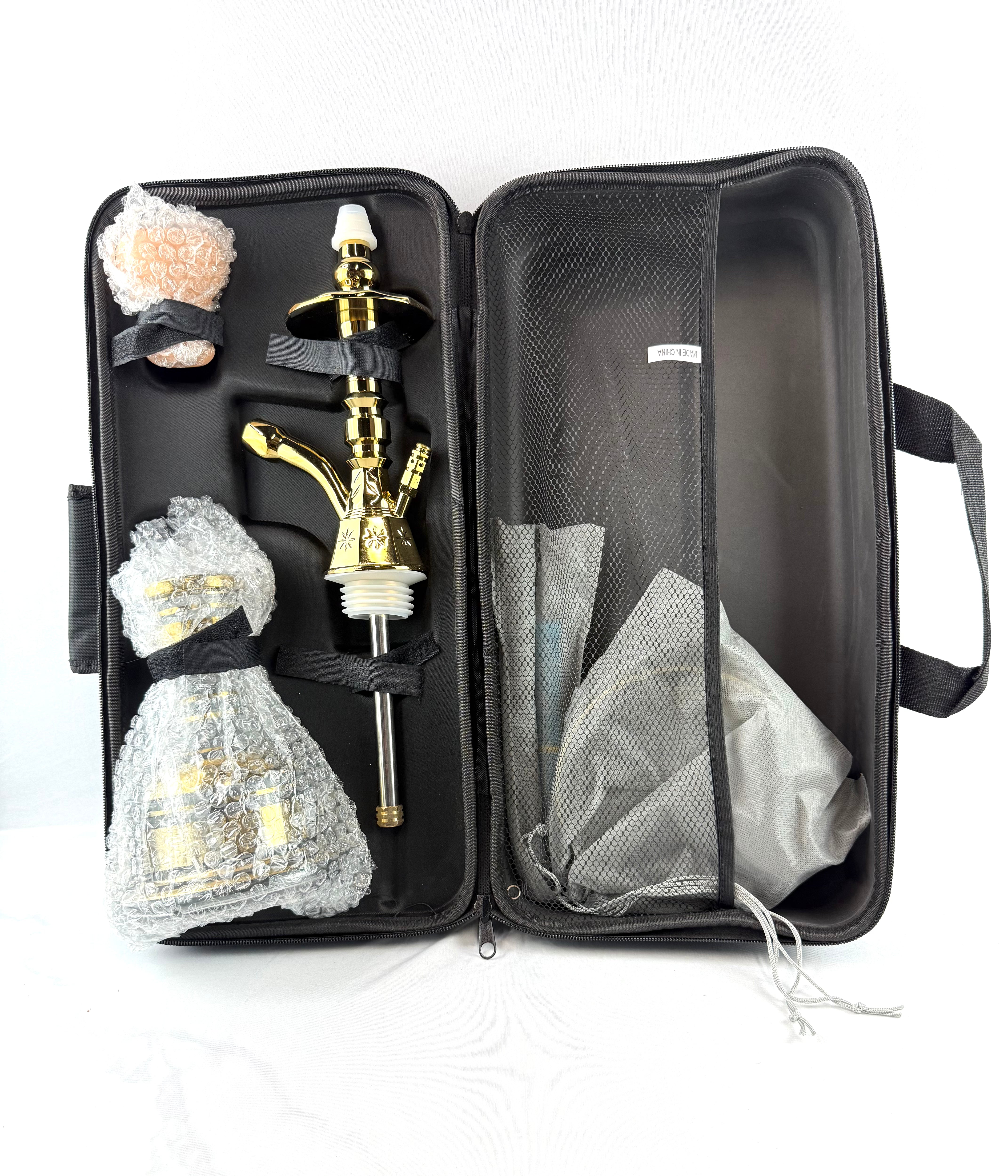 20" Mona Gold Plated Metal Engraved Single Hose Hookah