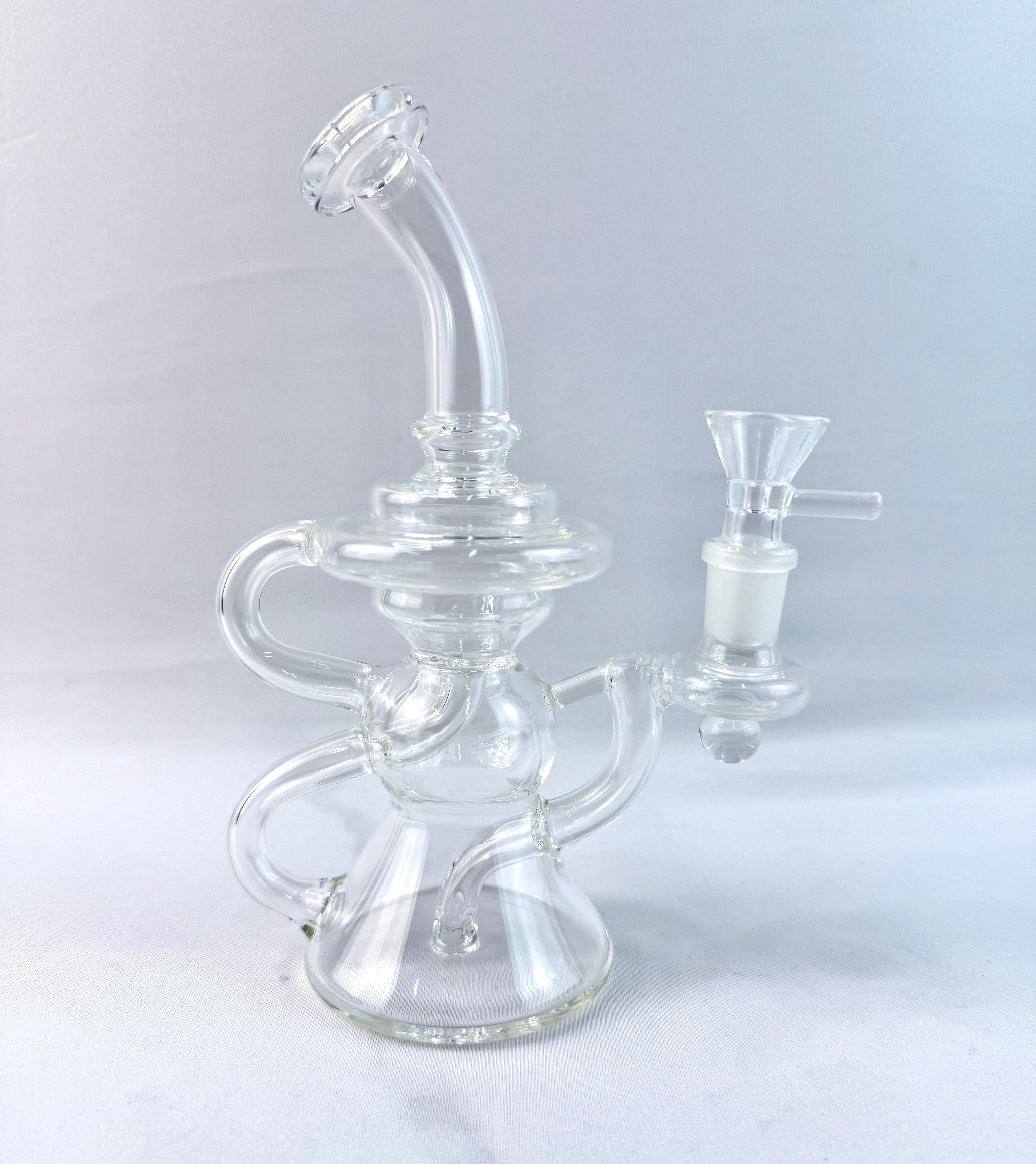 8" Clear Glass Recycler Dab Rig/Bong