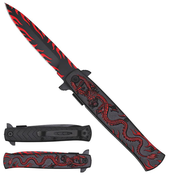 3 1/2" Black Blade / Red Dragon Handle