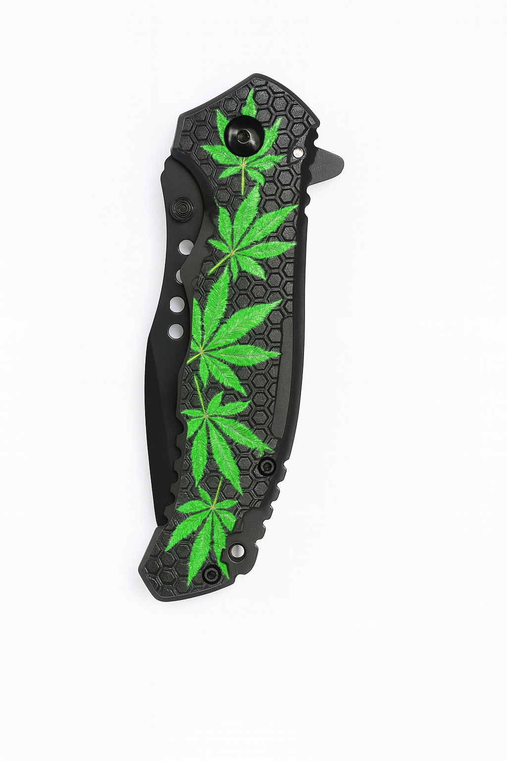 3" Black Blade / Marijuana Handle