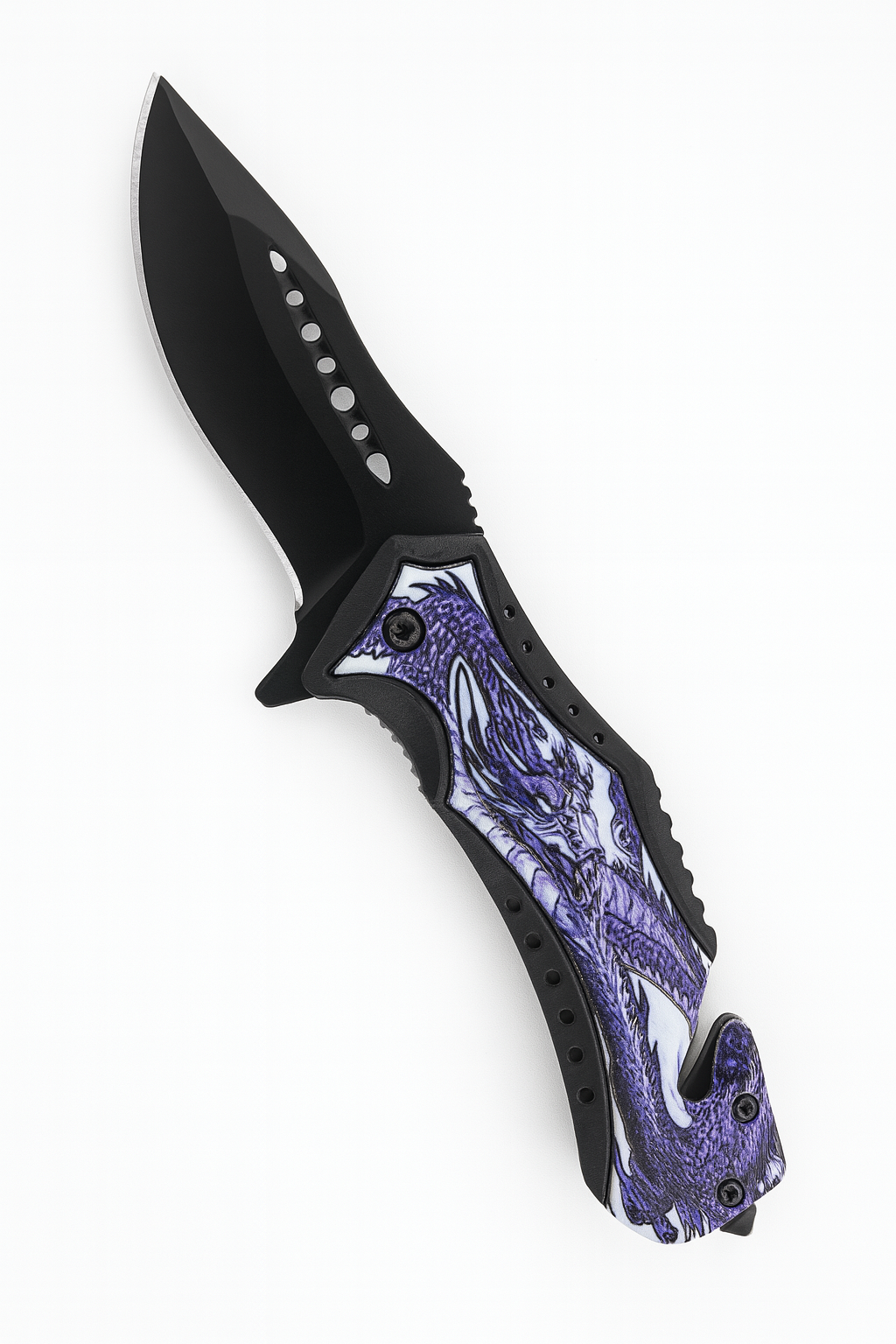 3” Black Blade / Black Handle w Drag