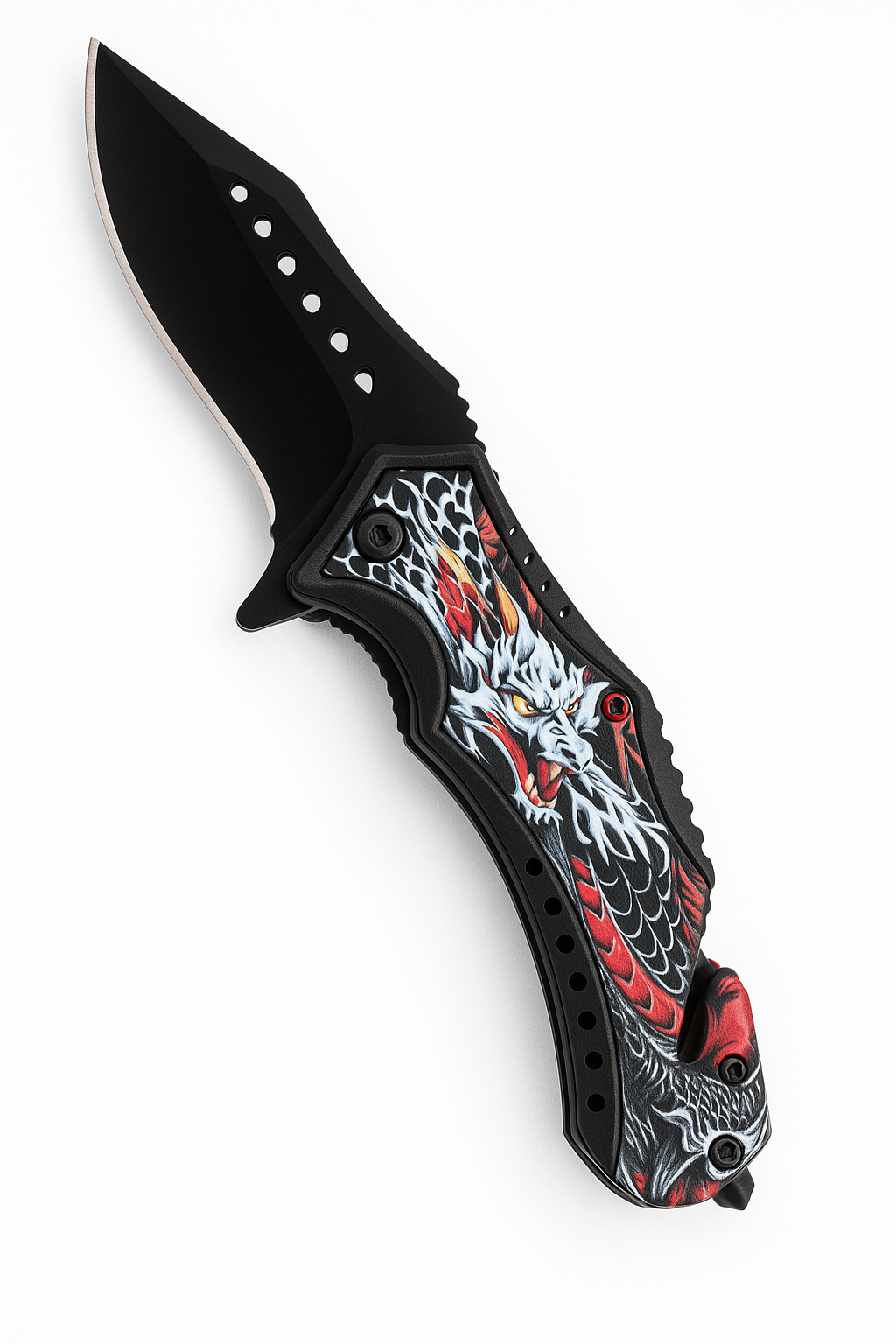 3” Black Blade / Black Handle w Drag