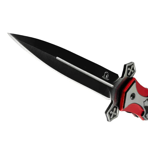 4" Black Blade / Red Cross Handle