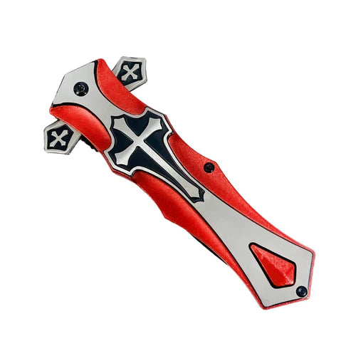 4" Black Blade / Red Cross Handle