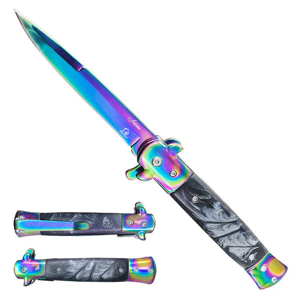 3 3/4" Rainbow Blade / Black Acrylic Handle