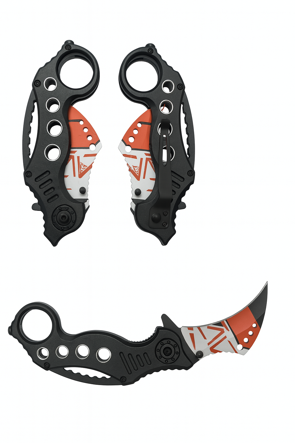 3" Orange & Black Blade / Black Handle