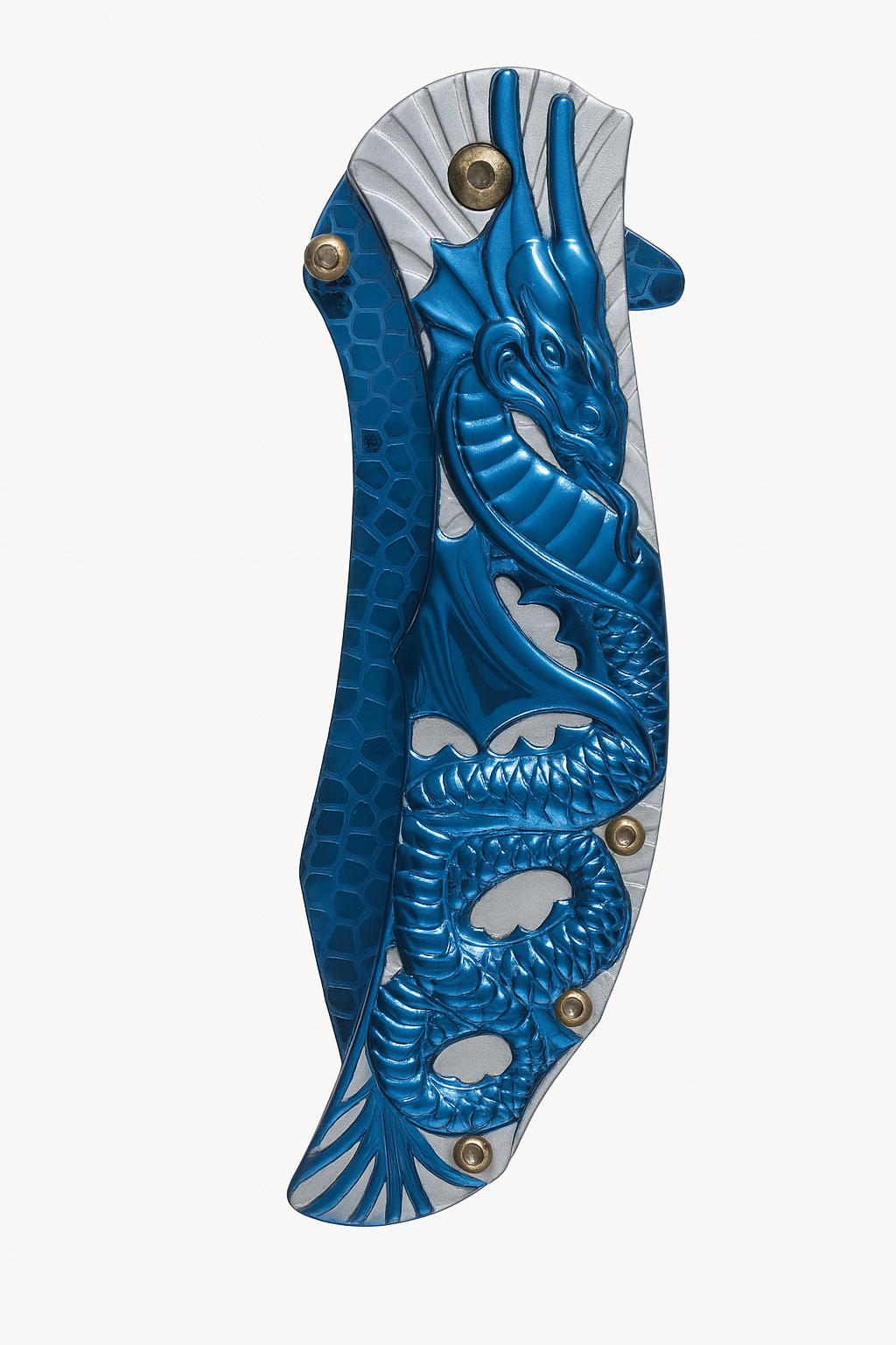 3.5" blade 4.75" handle w Blue Dragon Desian