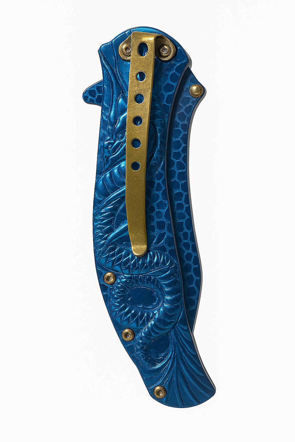 3.5" blade 4.75" handle w Blue Dragon Desian