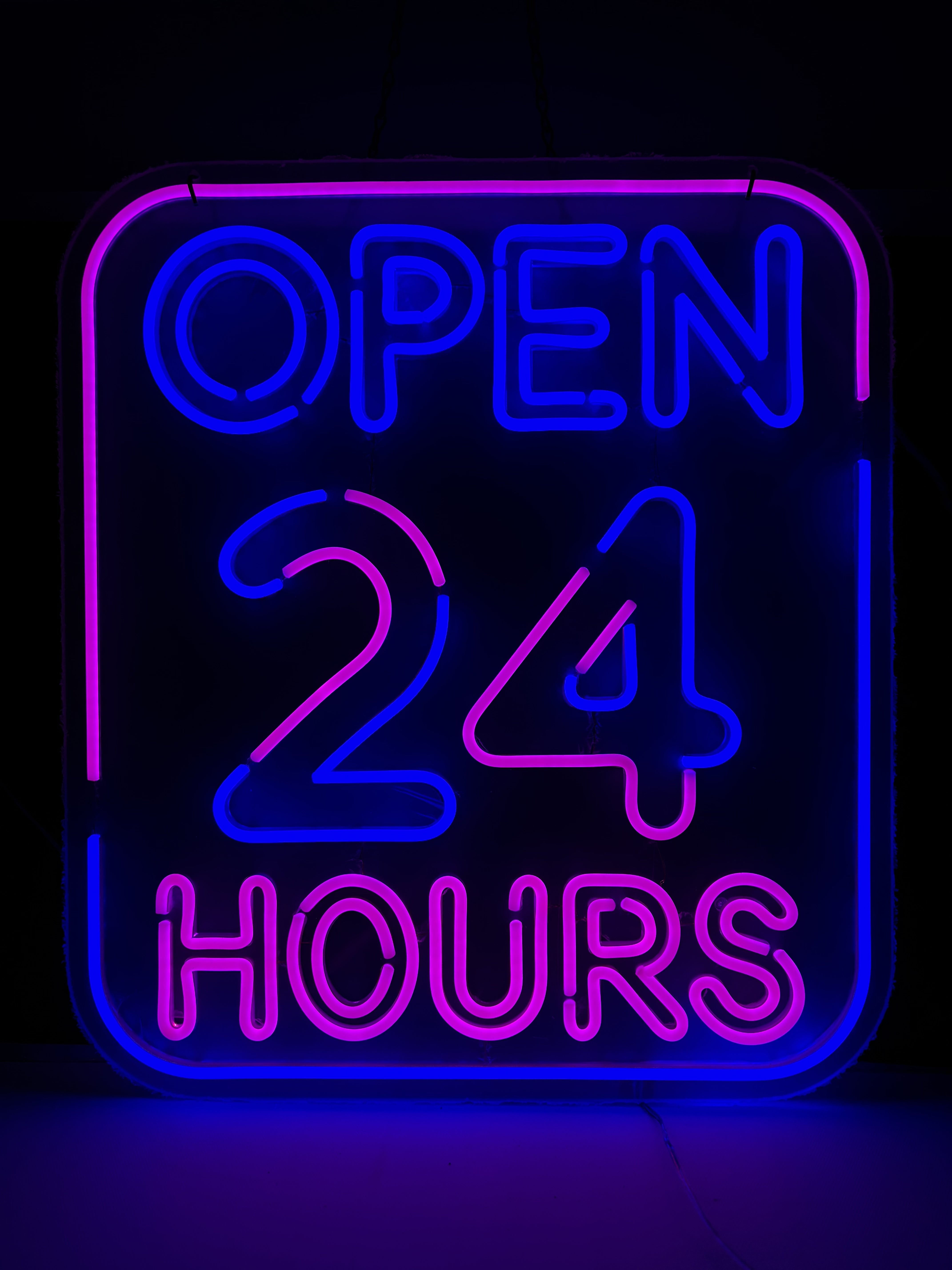 "OPEN 24 HOURS" Led Sign 21"x24"